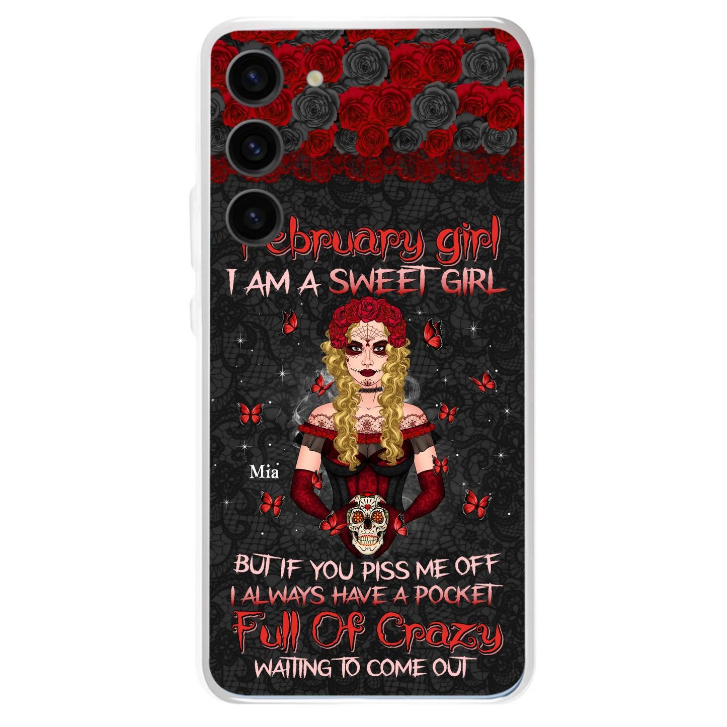 Custom Personalized Skull Girl Phone Case - Birthday Gift Idea For Skull Lover - I Am A Sweet Girl - Case For iPhone And Samsung