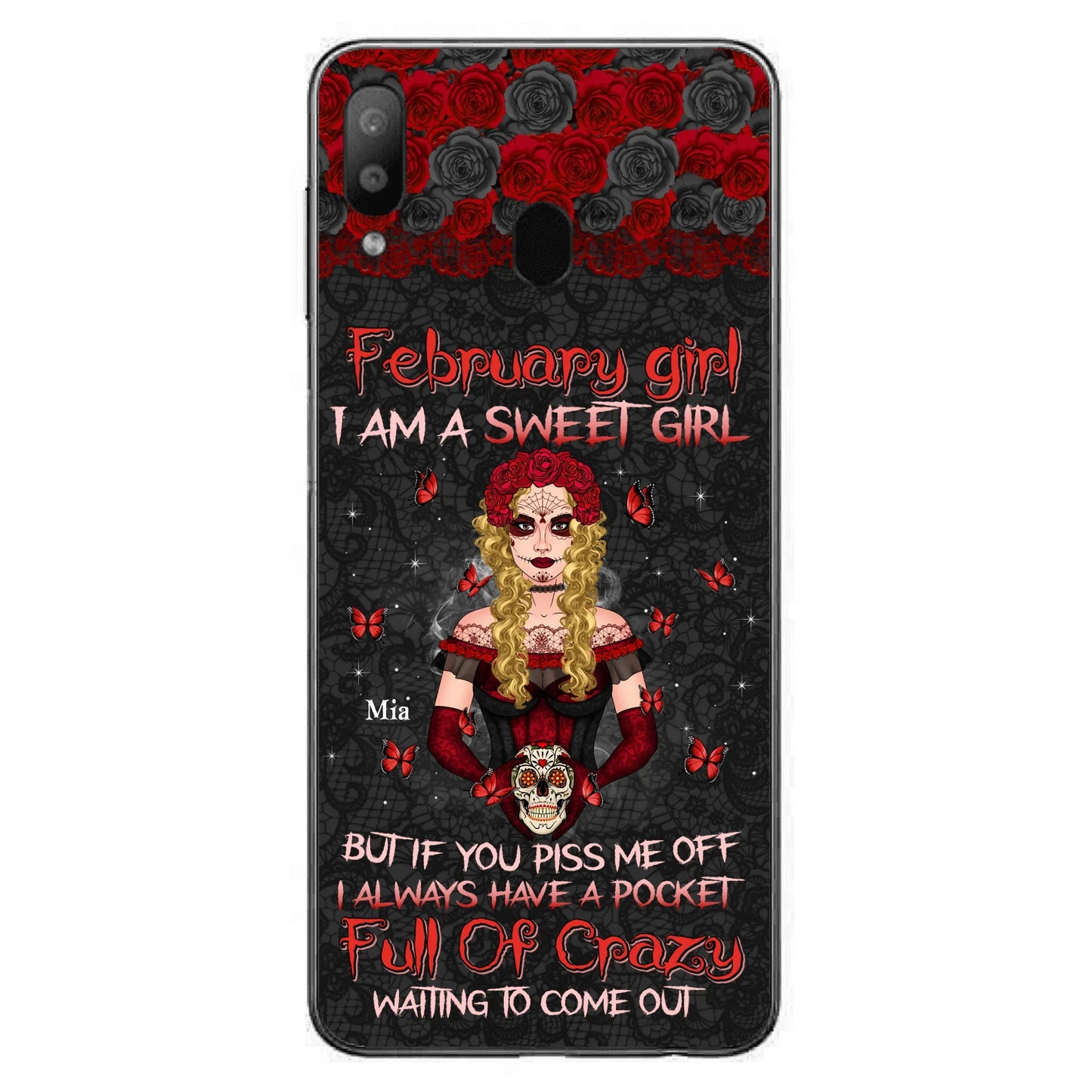 Custom Personalized Skull Girl Phone Case - Birthday Gift Idea For Skull Lover - I Am A Sweet Girl - Case For iPhone And Samsung