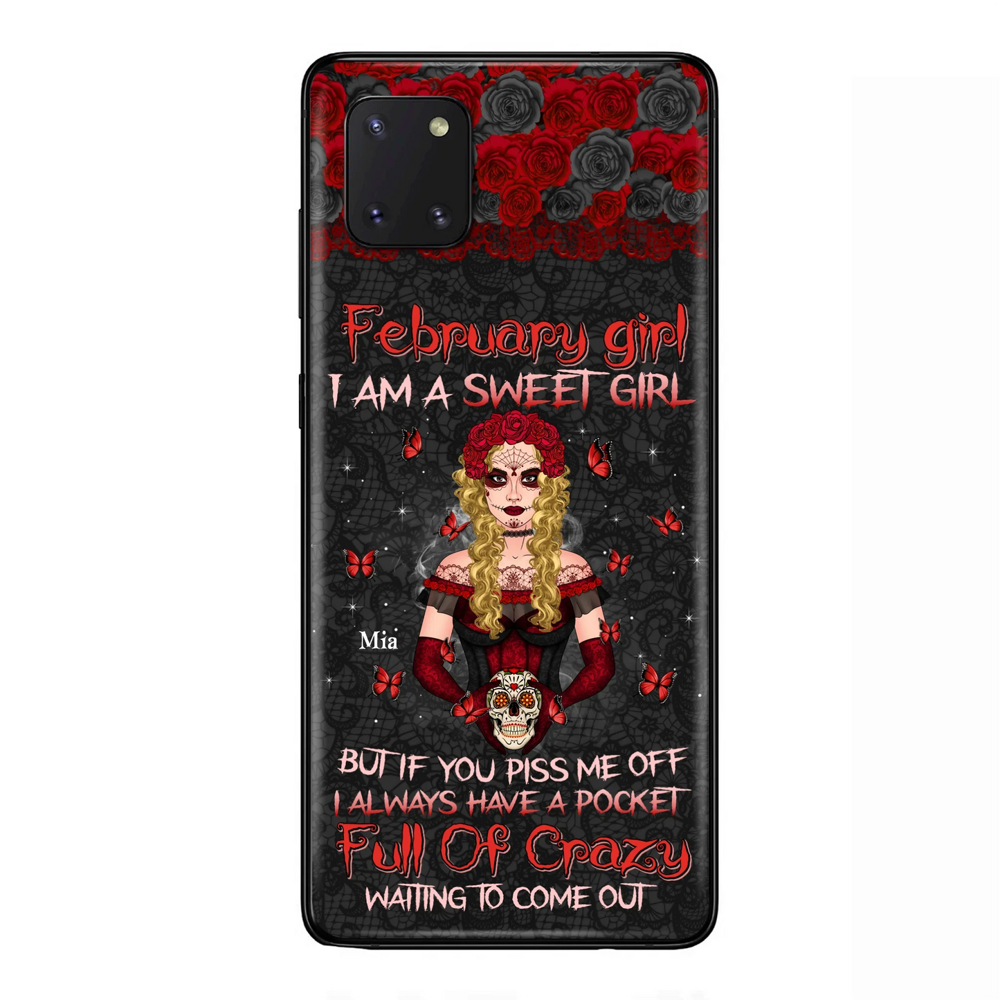 Custom Personalized Skull Girl Phone Case - Birthday Gift Idea For Skull Lover - I Am A Sweet Girl - Case For iPhone And Samsung
