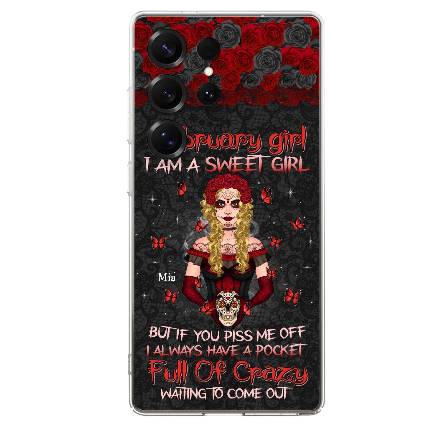 Custom Personalized Skull Girl Phone Case - Birthday Gift Idea For Skull Lover - I Am A Sweet Girl - Case For iPhone And Samsung