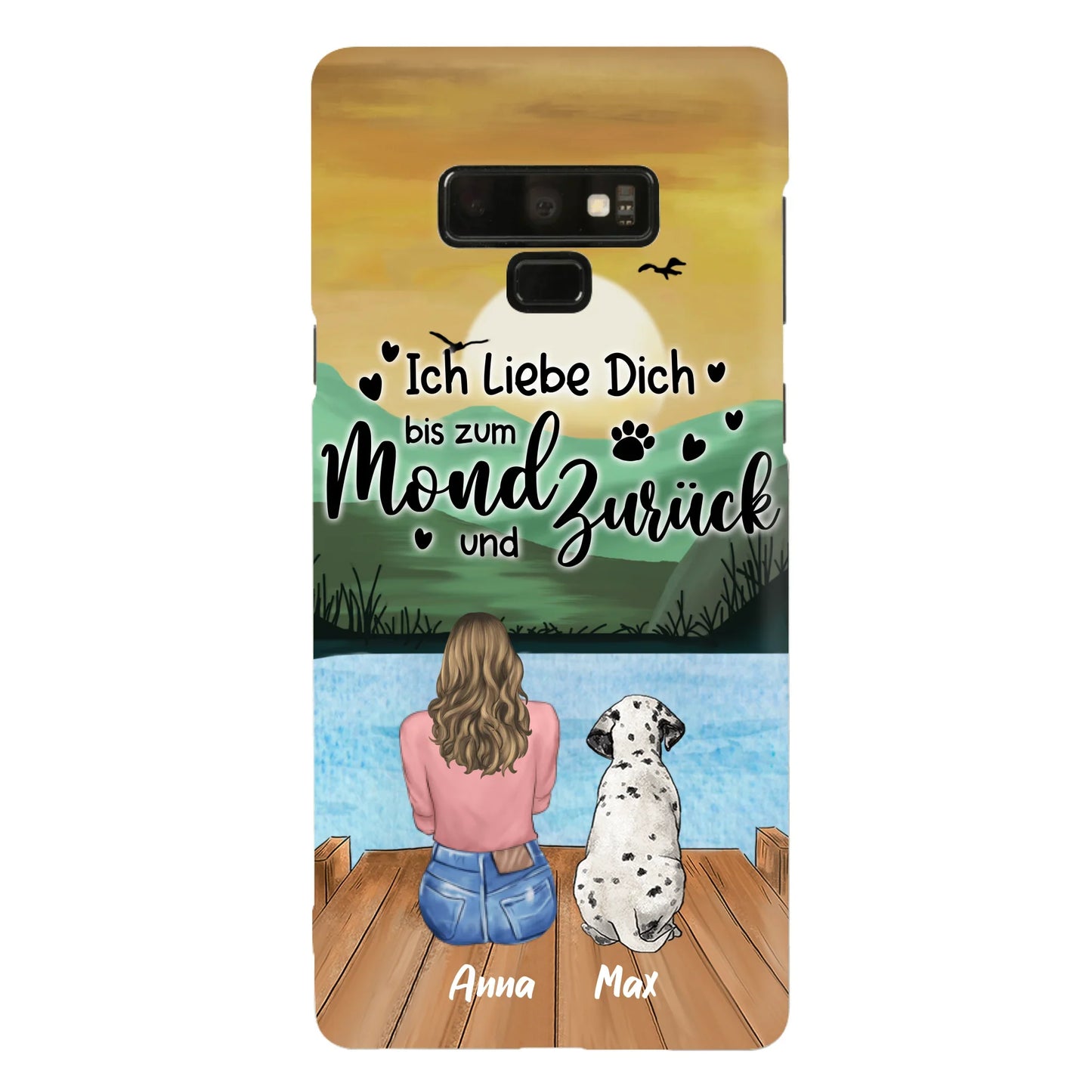 Custom Personalized Dog Mom Phone Case - Gifts For Dog Lover/ Mother's Day With Upto 5 Dogs - Ich Liebe Dich Bis Zum Mond Und Zurück - Case For iPhone And Samsung