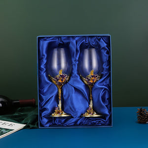 Golden 2-piece wine glass gift box set