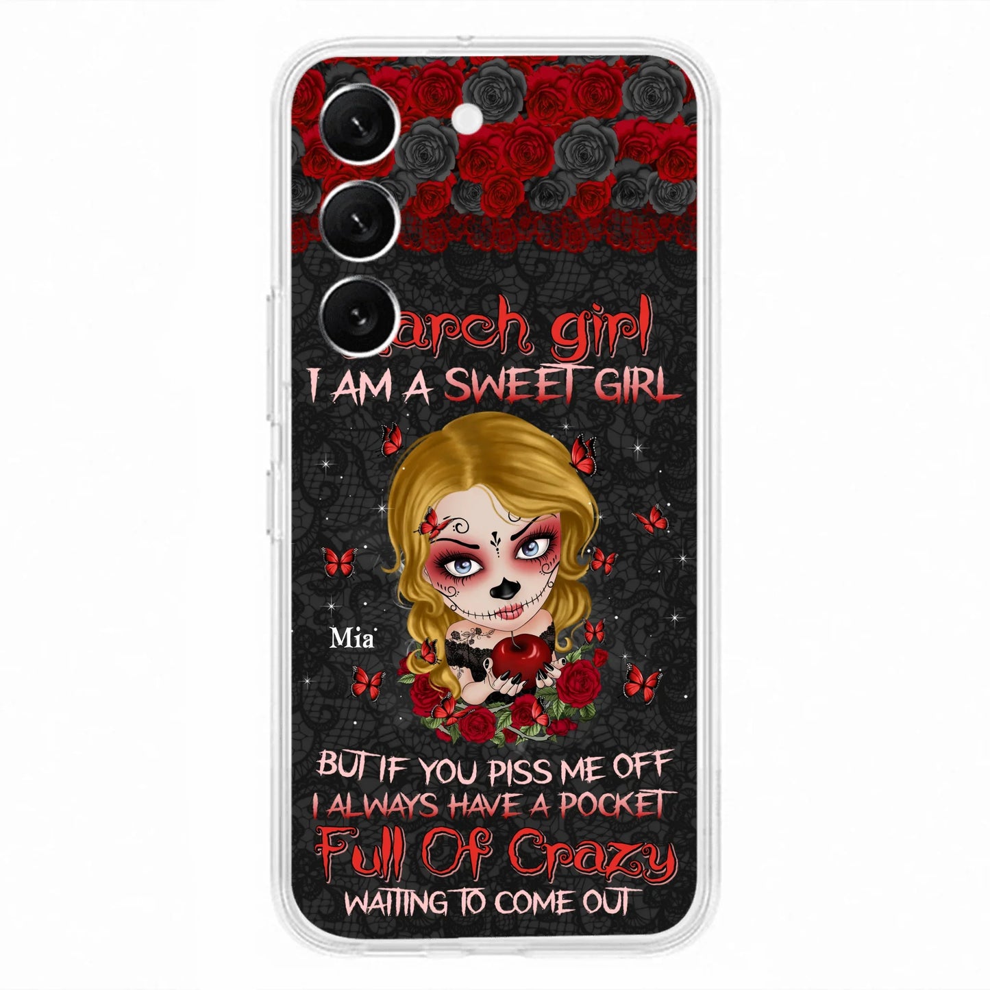 Custom Personalized Sweet Skull Girl Phone Case - Birthday Gift Idea For Girl/ Skull Lover - I Am A Sweet Girl - Case For iPhone And Samsung