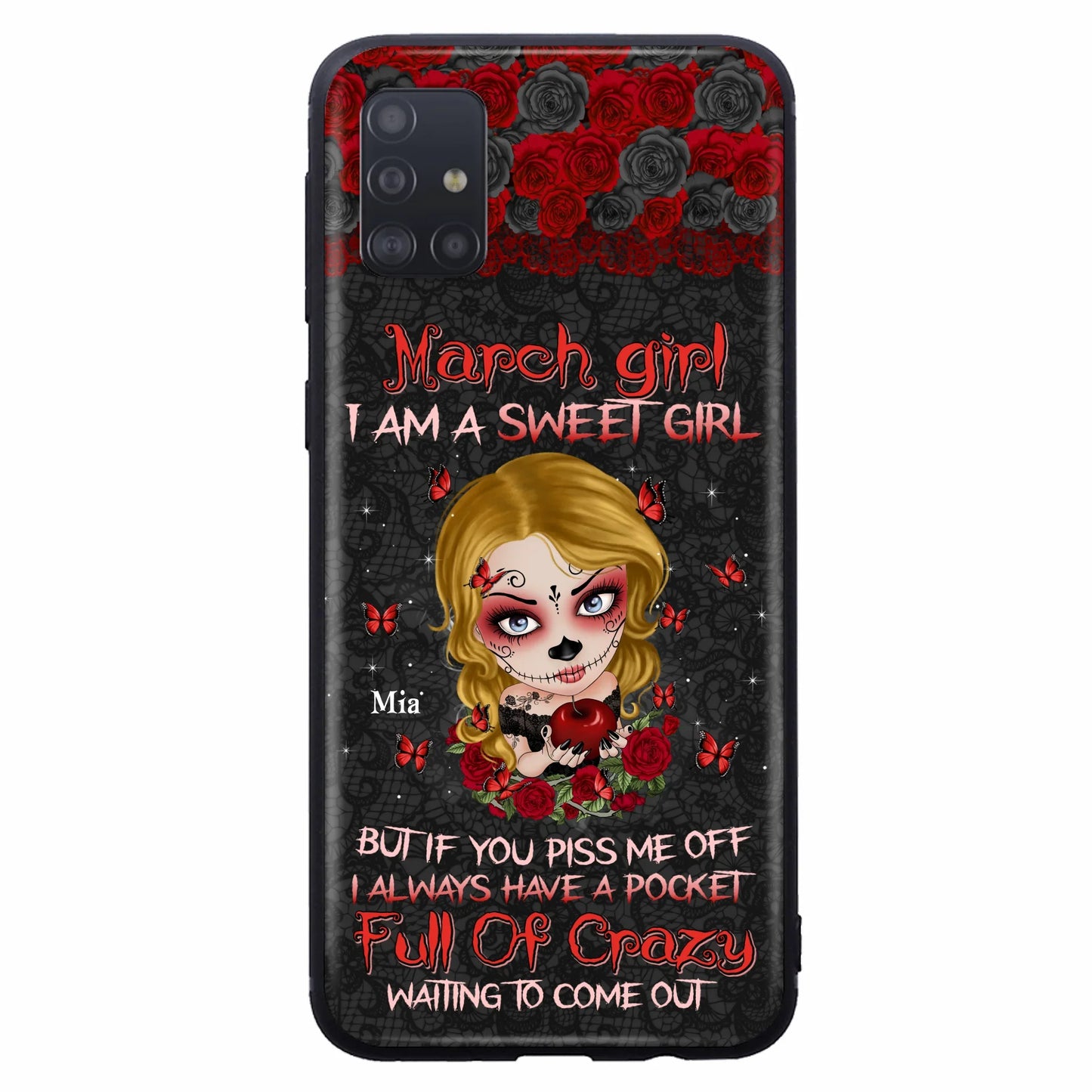 Custom Personalized Sweet Skull Girl Phone Case - Birthday Gift Idea For Girl/ Skull Lover - I Am A Sweet Girl - Case For iPhone And Samsung