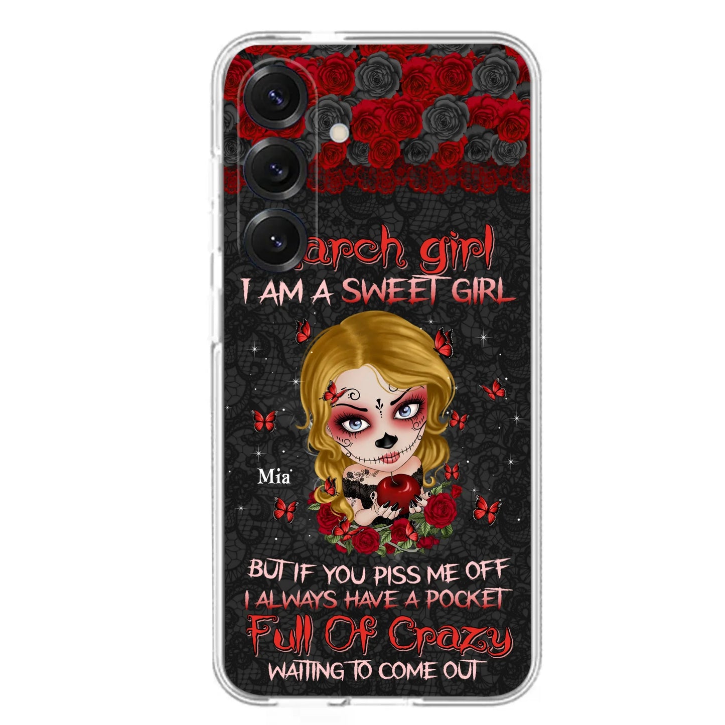 Custom Personalized Sweet Skull Girl Phone Case - Birthday Gift Idea For Girl/ Skull Lover - I Am A Sweet Girl - Case For iPhone And Samsung