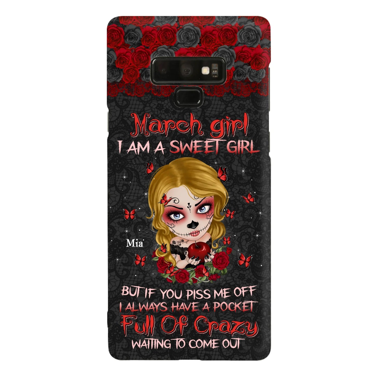Custom Personalized Sweet Skull Girl Phone Case - Birthday Gift Idea For Girl/ Skull Lover - I Am A Sweet Girl - Case For iPhone And Samsung