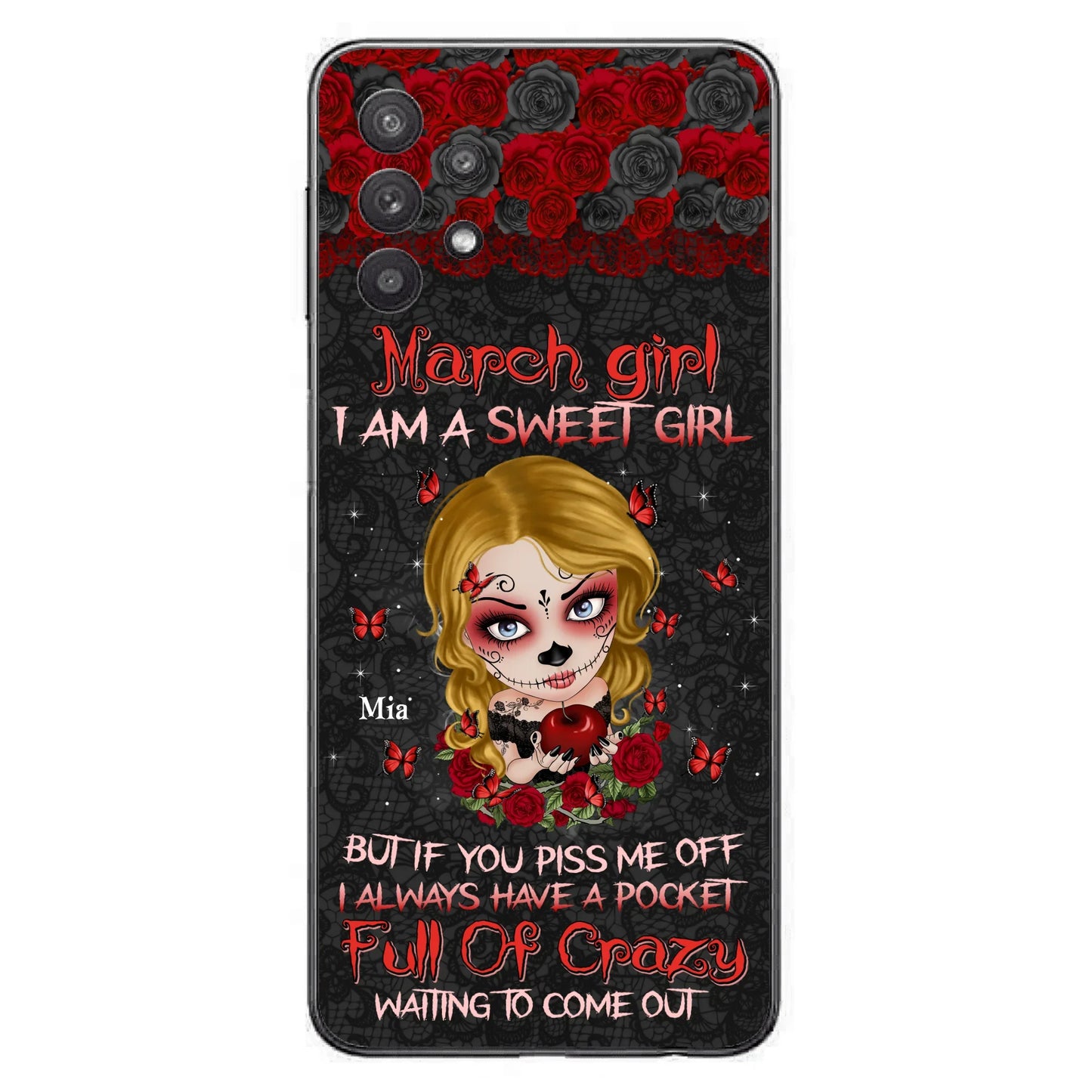 Custom Personalized Sweet Skull Girl Phone Case - Birthday Gift Idea For Girl/ Skull Lover - I Am A Sweet Girl - Case For iPhone And Samsung