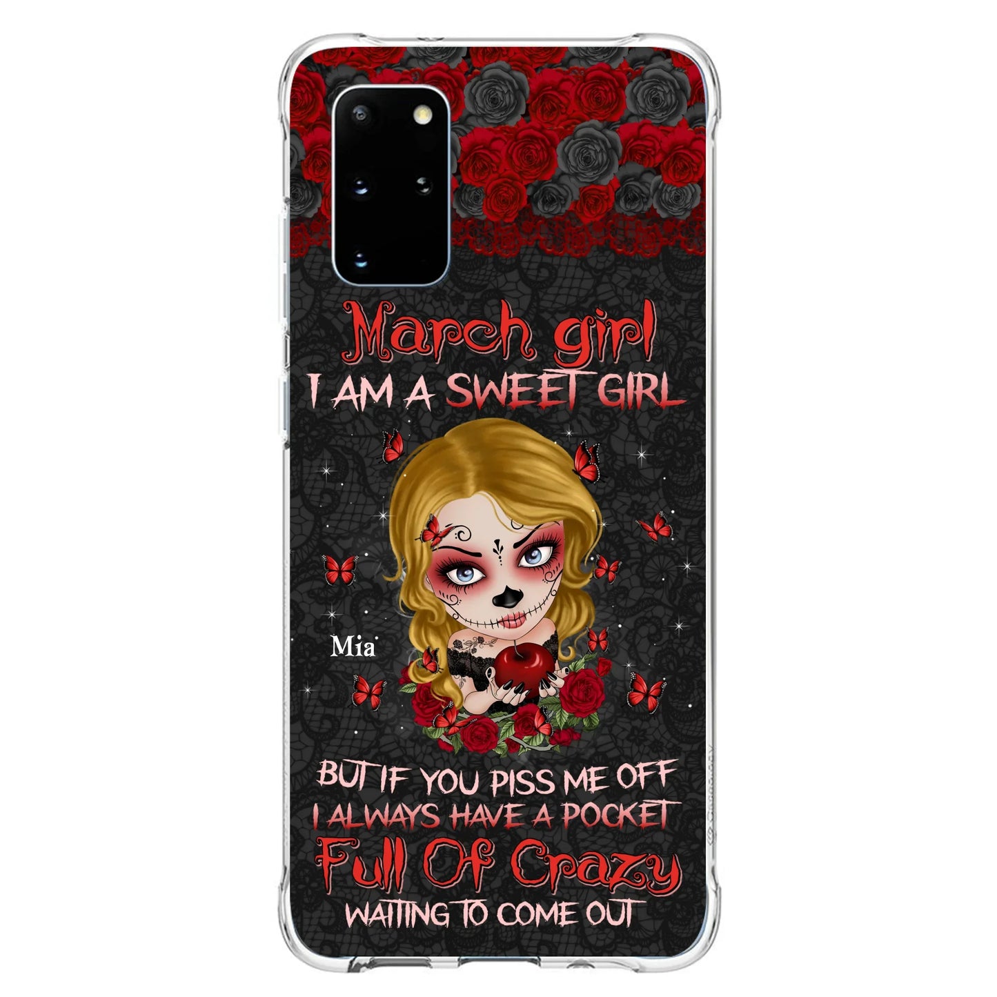 Custom Personalized Sweet Skull Girl Phone Case - Birthday Gift Idea For Girl/ Skull Lover - I Am A Sweet Girl - Case For iPhone And Samsung