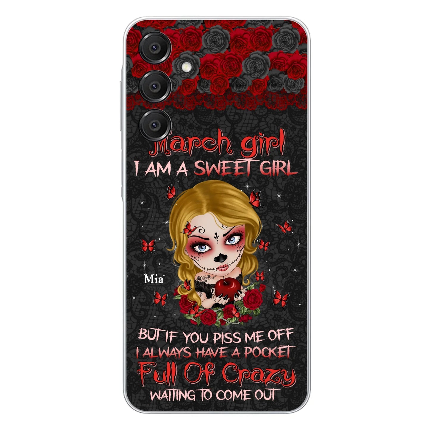 Custom Personalized Sweet Skull Girl Phone Case - Birthday Gift Idea For Girl/ Skull Lover - I Am A Sweet Girl - Case For iPhone And Samsung