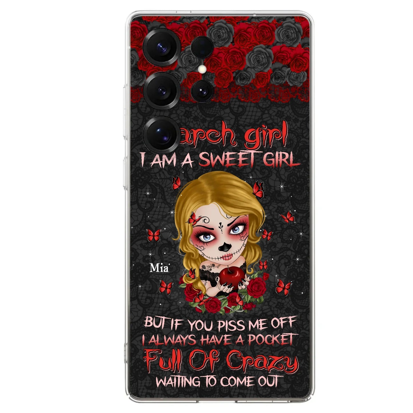 Custom Personalized Sweet Skull Girl Phone Case - Birthday Gift Idea For Girl/ Skull Lover - I Am A Sweet Girl - Case For iPhone And Samsung