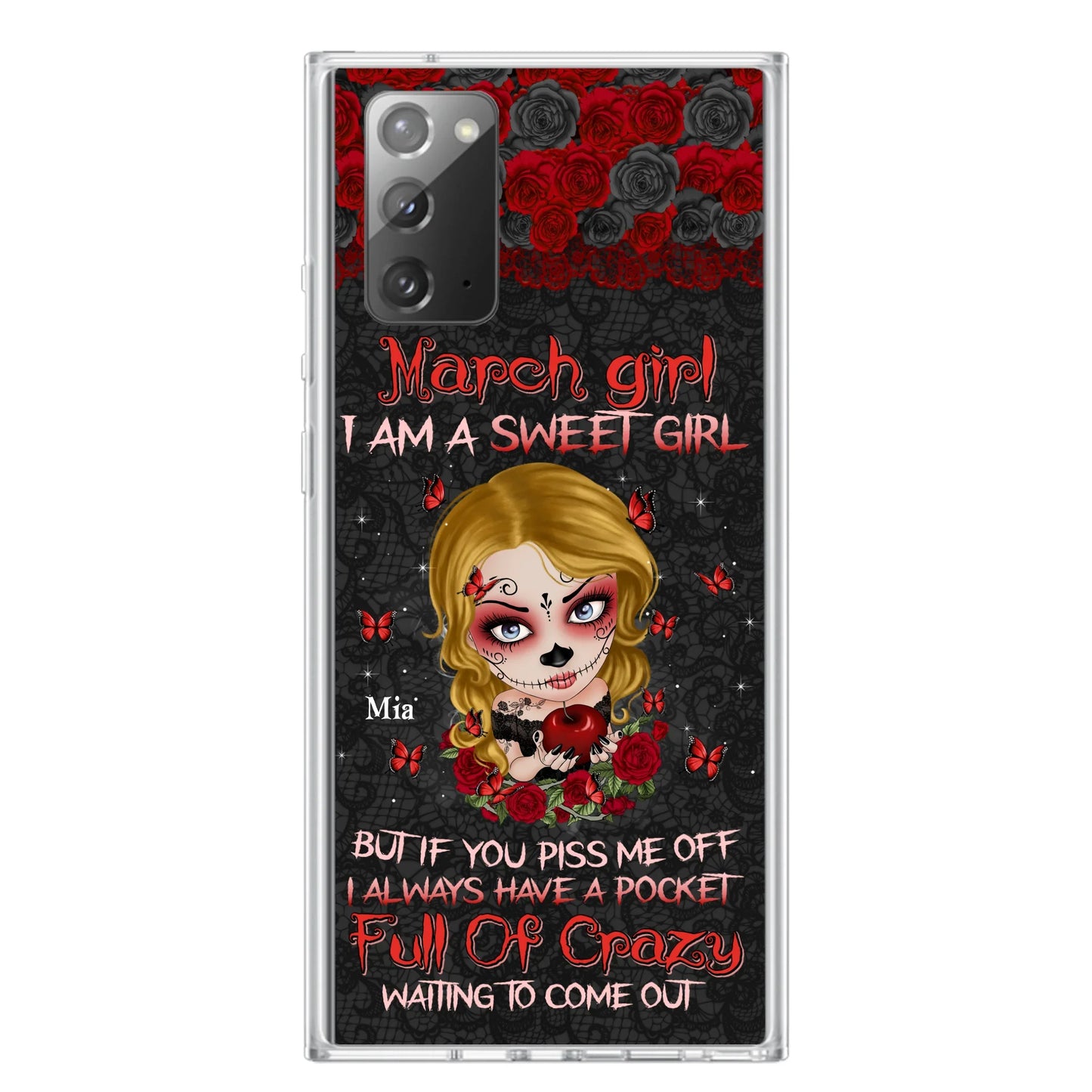 Custom Personalized Sweet Skull Girl Phone Case - Birthday Gift Idea For Girl/ Skull Lover - I Am A Sweet Girl - Case For iPhone And Samsung