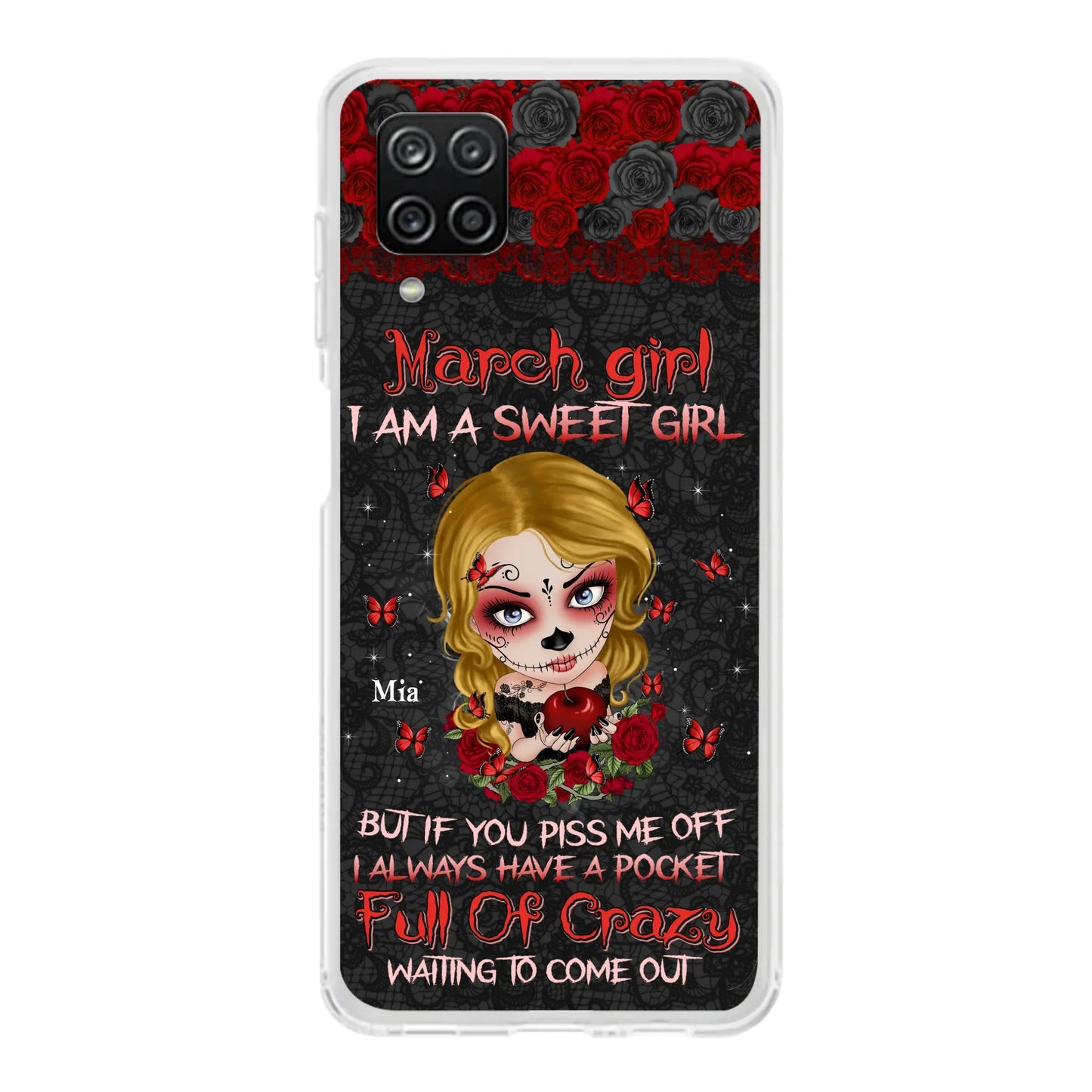 Custom Personalized Sweet Skull Girl Phone Case - Birthday Gift Idea For Girl/ Skull Lover - I Am A Sweet Girl - Case For iPhone And Samsung