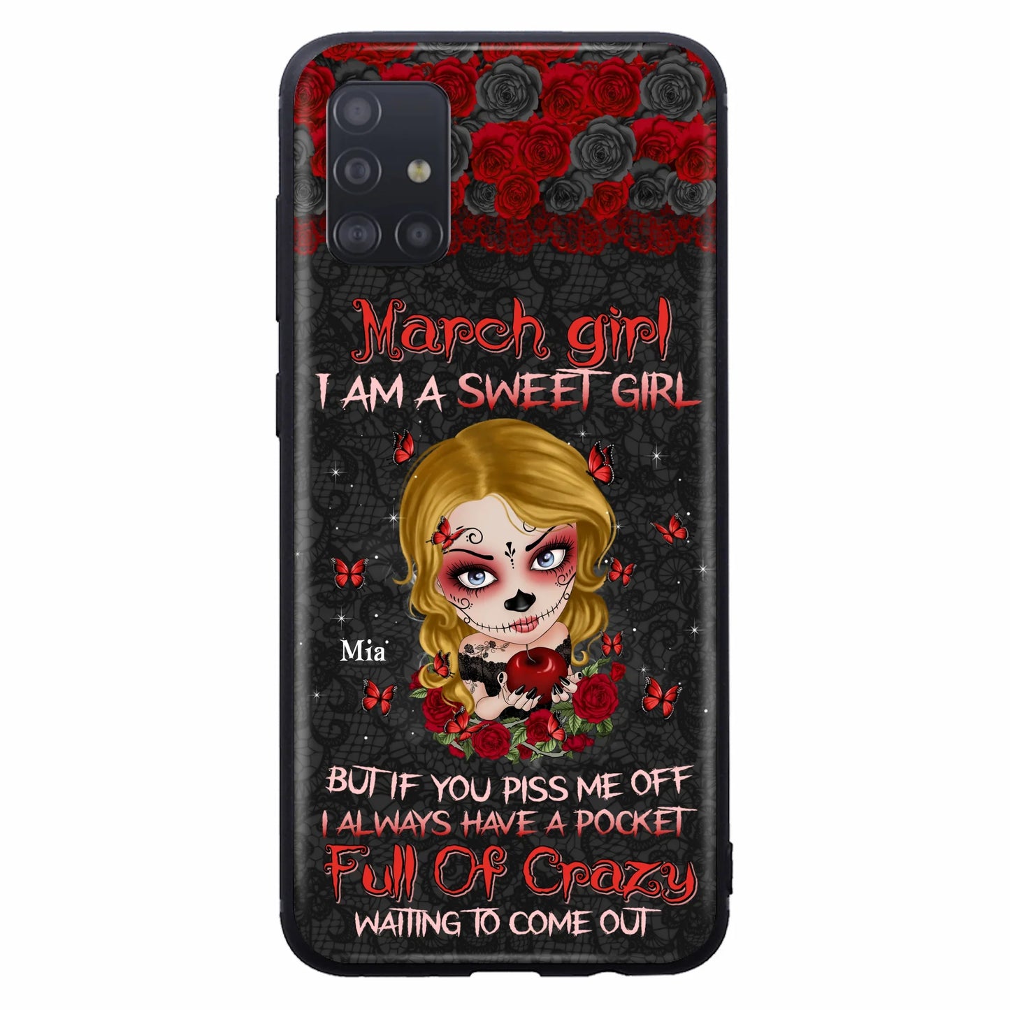 Custom Personalized Sweet Skull Girl Phone Case - Birthday Gift Idea For Girl/ Skull Lover - I Am A Sweet Girl - Case For iPhone And Samsung