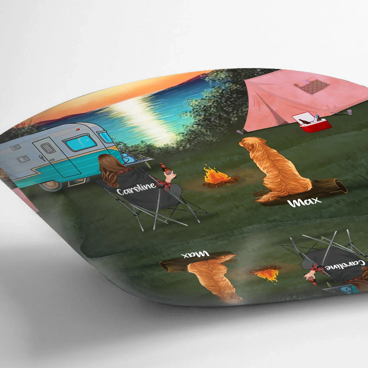 Personalized Camping Pillow Cover/Fleece/Quilt Blanket - Couple With Up to 2 Kids And 3 Pets - Gift Idea For Camping Lover - Making Memories One Campsite At A Time