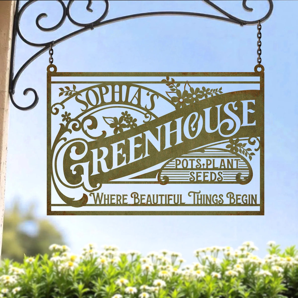 Personalized Greenhouse Metal Sign - Gift Idea For Garden Lovers - Where Beautiful Things Begin