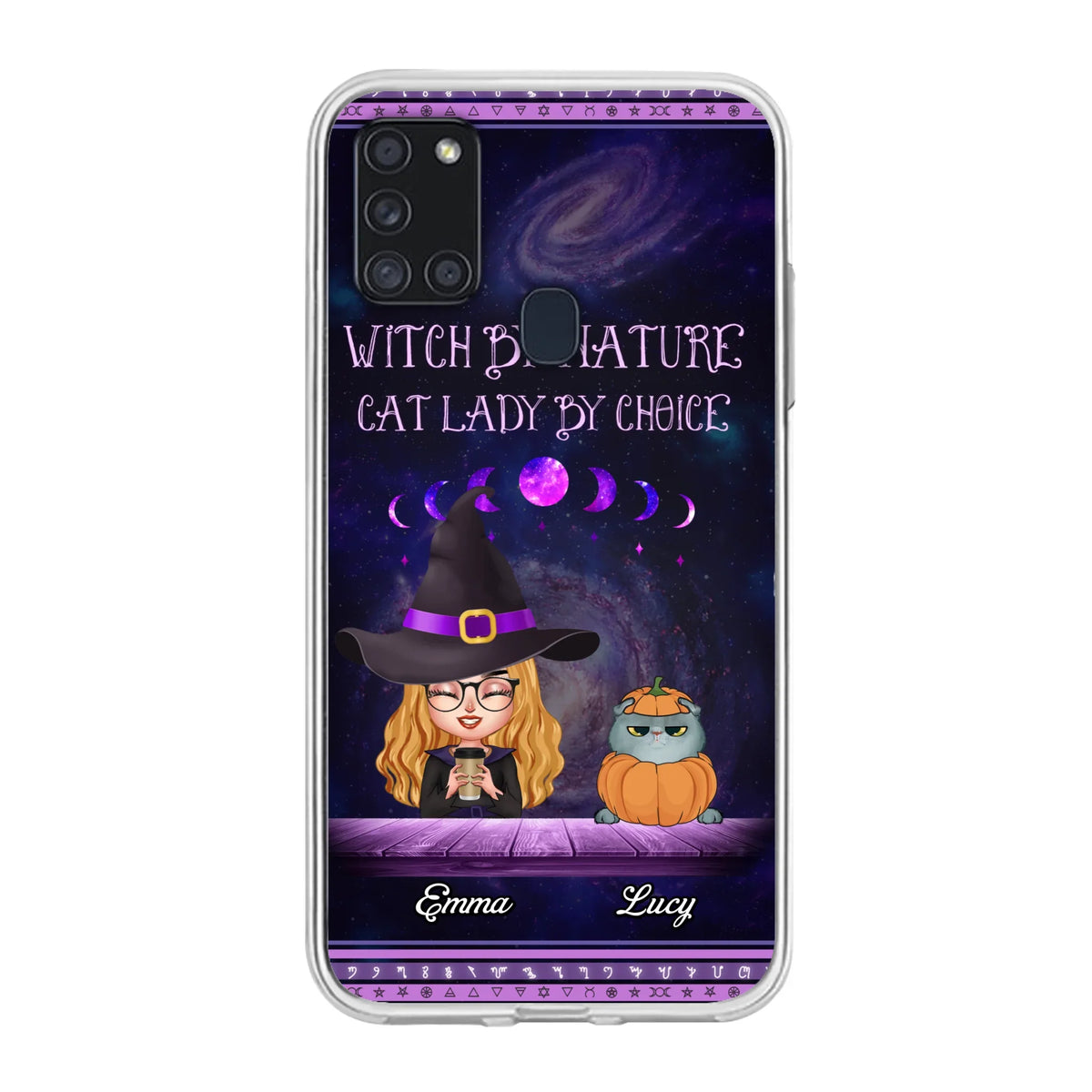 Custom Personalized Witch Phone Case for iPhone/ Samsung - Gift Idea For Halloween/ Pet Lovers with up to 5 Pets - Witch By Nature, Cat Lady By Choice