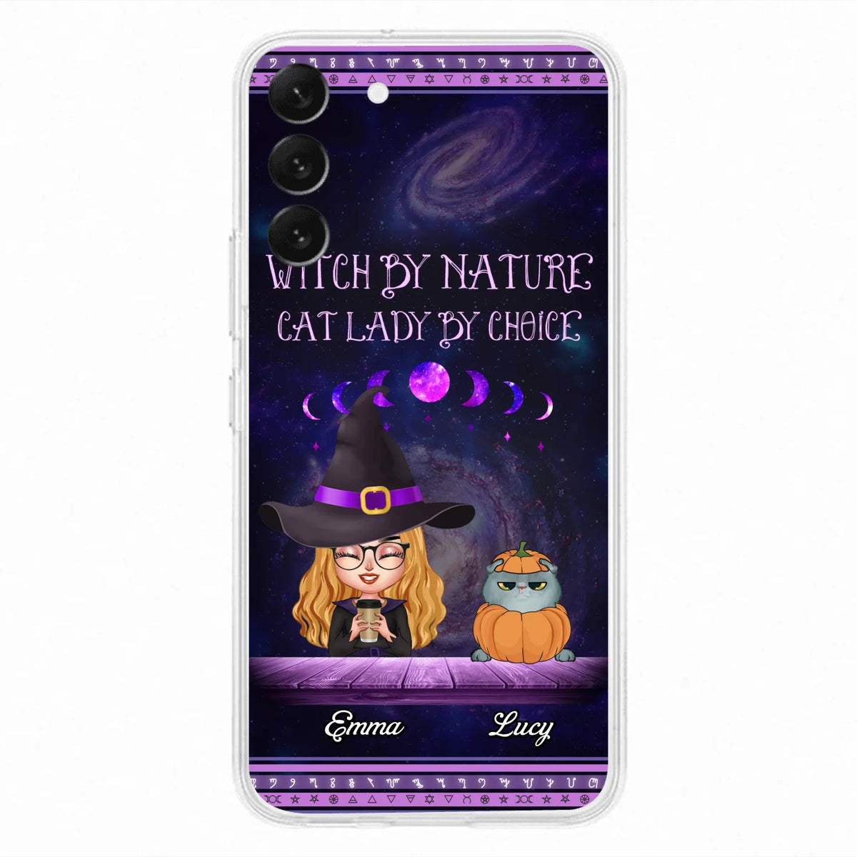 Custom Personalized Witch Phone Case for iPhone/ Samsung - Gift Idea For Halloween/ Pet Lovers with up to 5 Pets - Witch By Nature, Cat Lady By Choice