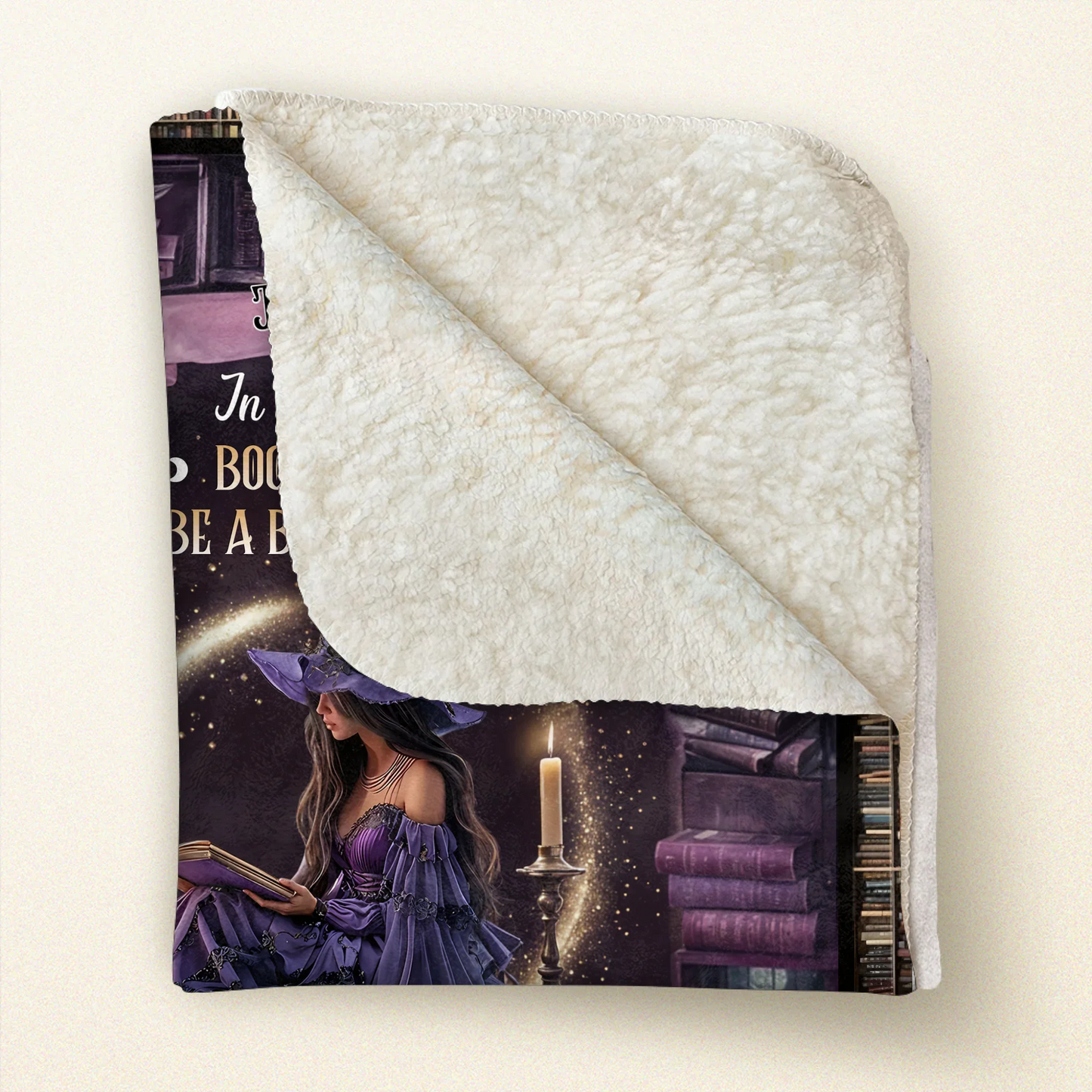Personalized Book Witch Quilt/Fleece Throw Blanket - Gift Idea For Witch/Book Lover - In A World Of Book Worms Be A Book Witch