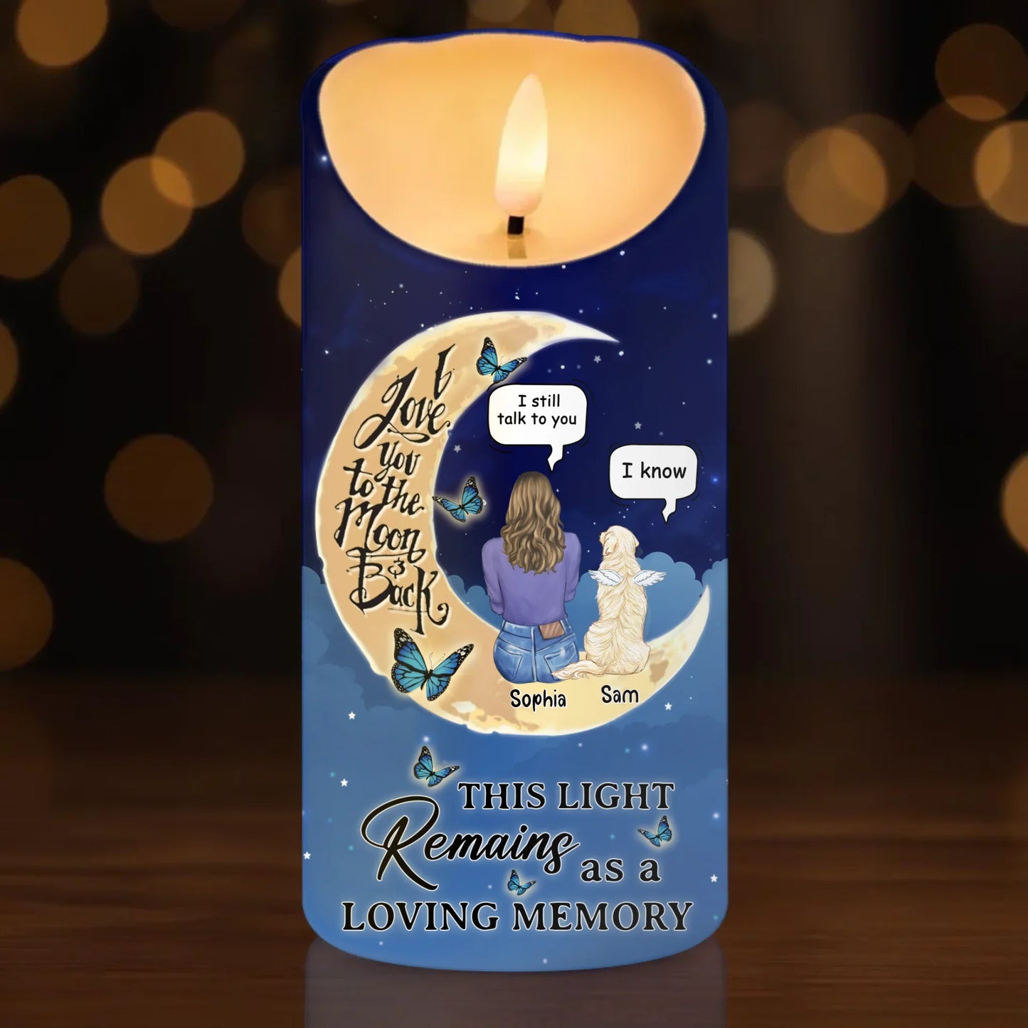 Personalized Memorial Dog Moon Led Candle -  Memorial Gift Idea For Dog/Cat/Rabbit Lover - I'll Miss You For The Rest Of Mine