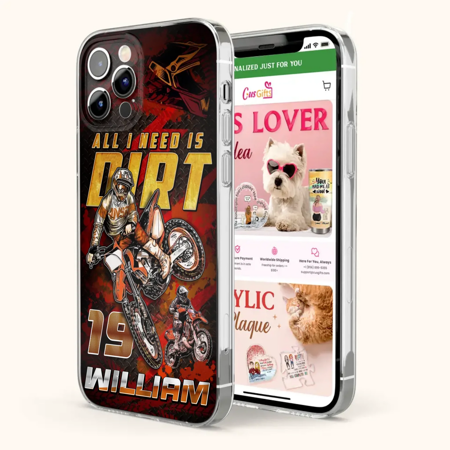 Custom Personalized Motocross Phone Case - Gift Idea For Motocross Lover - All I Need Is Dirt - Case For iPhone & Samsung