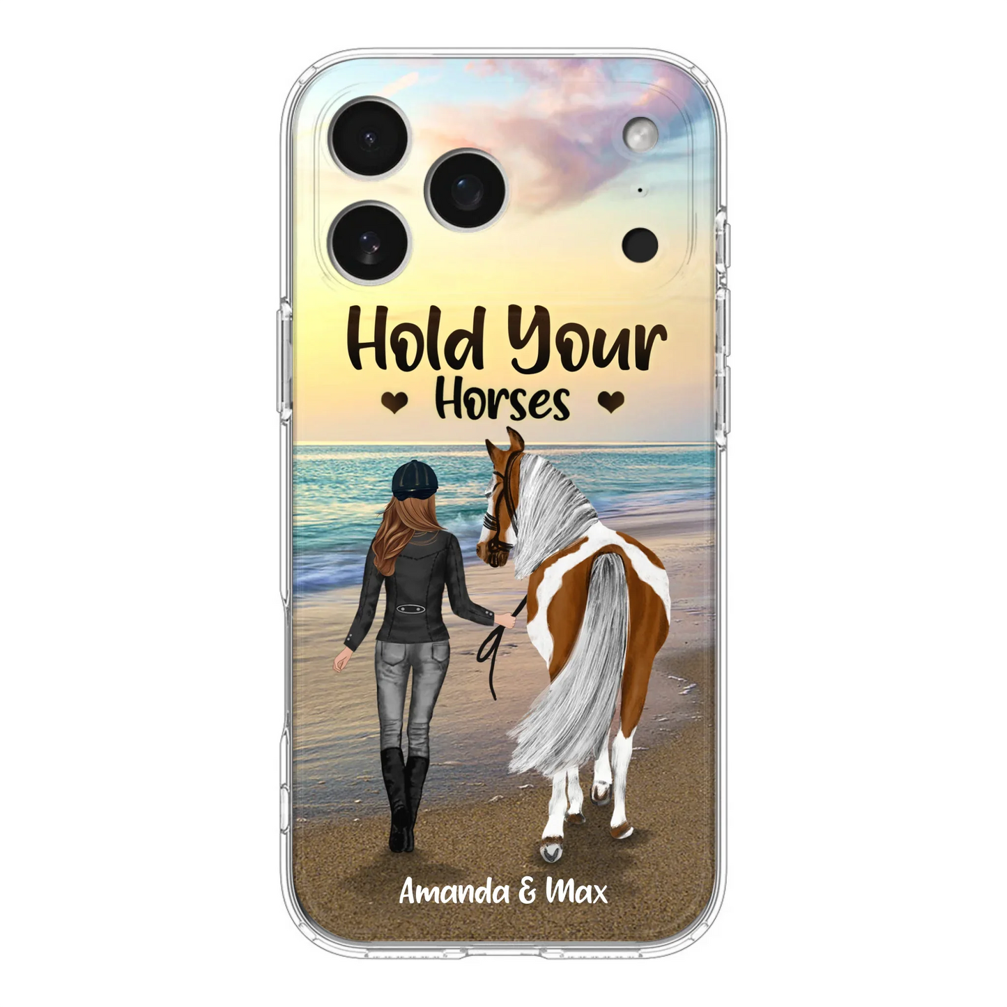 Personalized Horse Girl Phone Case - Girl with up to 2 Horses - Four Feet Move My Soul - QX6ZS1