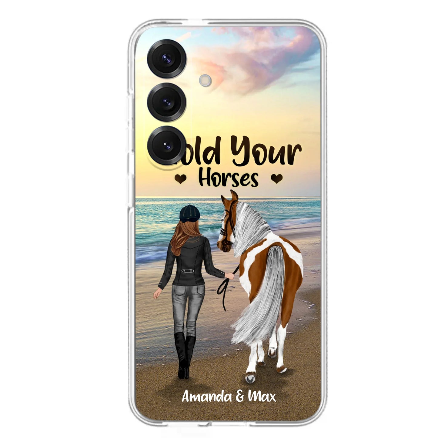 Personalized Horse Girl Phone Case - Girl with up to 2 Horses - Four Feet Move My Soul - QX6ZS1
