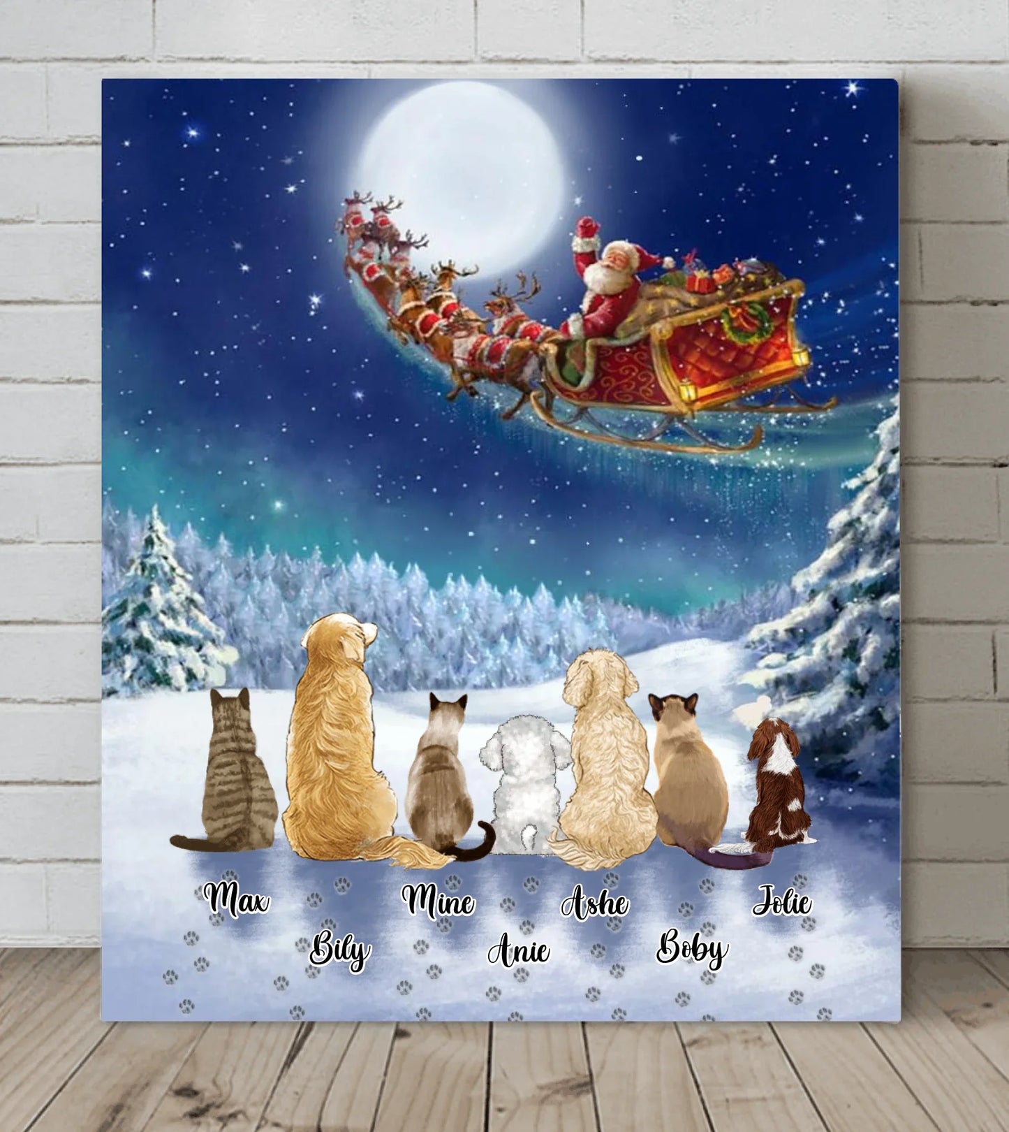 Custom Personalized Christmas Pet Horizontal Canvas - Up to 12 Pets - Best Gift For Christmas And Dog/ Cat/ Horse/ Rabit Lovers - TT1FV8