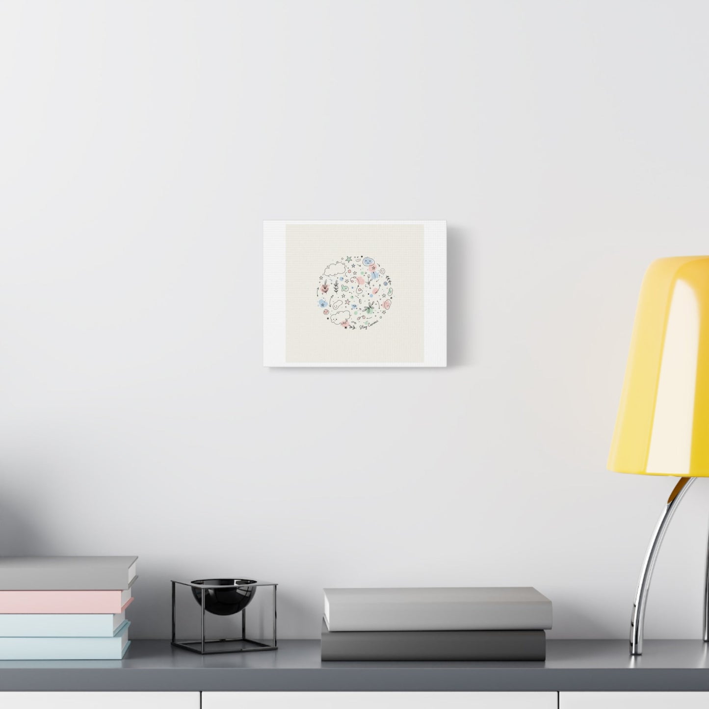 Doodle Circle Line Drawing Matte Canvas, Hand-Drawn Sketch Art