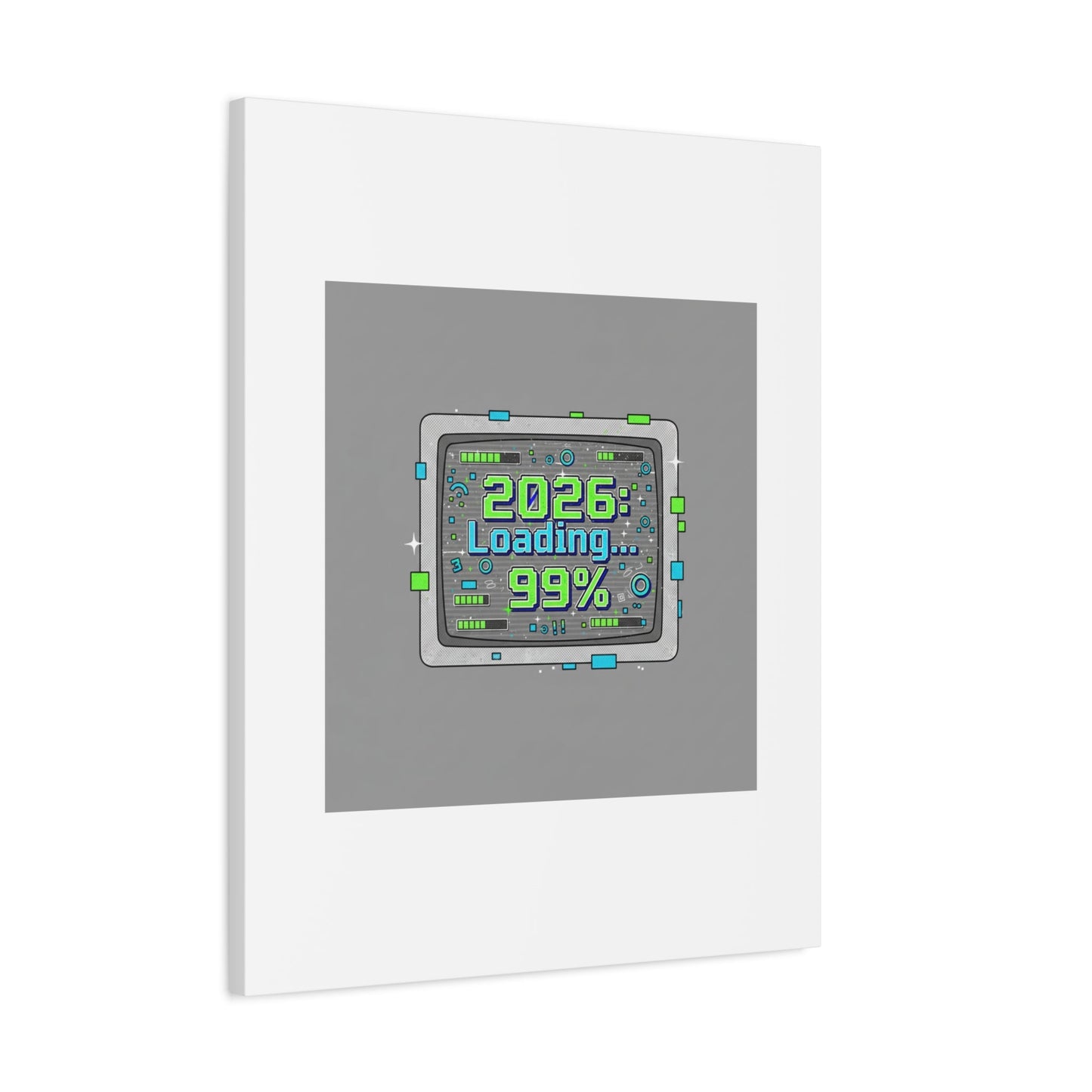2026 Loading 99% Canvas | NYE countdown, retro system interface