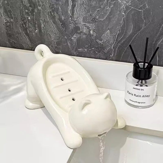 Cat soap box bathroom products bathroom accessories soap dish soap box cute pet cat drainage basket anti slip