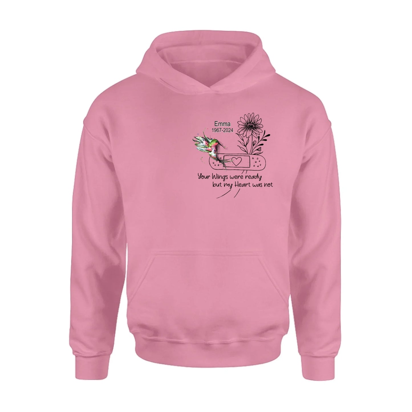 Personalized Memorial Hummingbird Unisex T-shirt/Long Sleeve/Sweatshirt/Hoodie - Memorial Gift Idea - Your Wings Were Ready But My Heart Was Not
