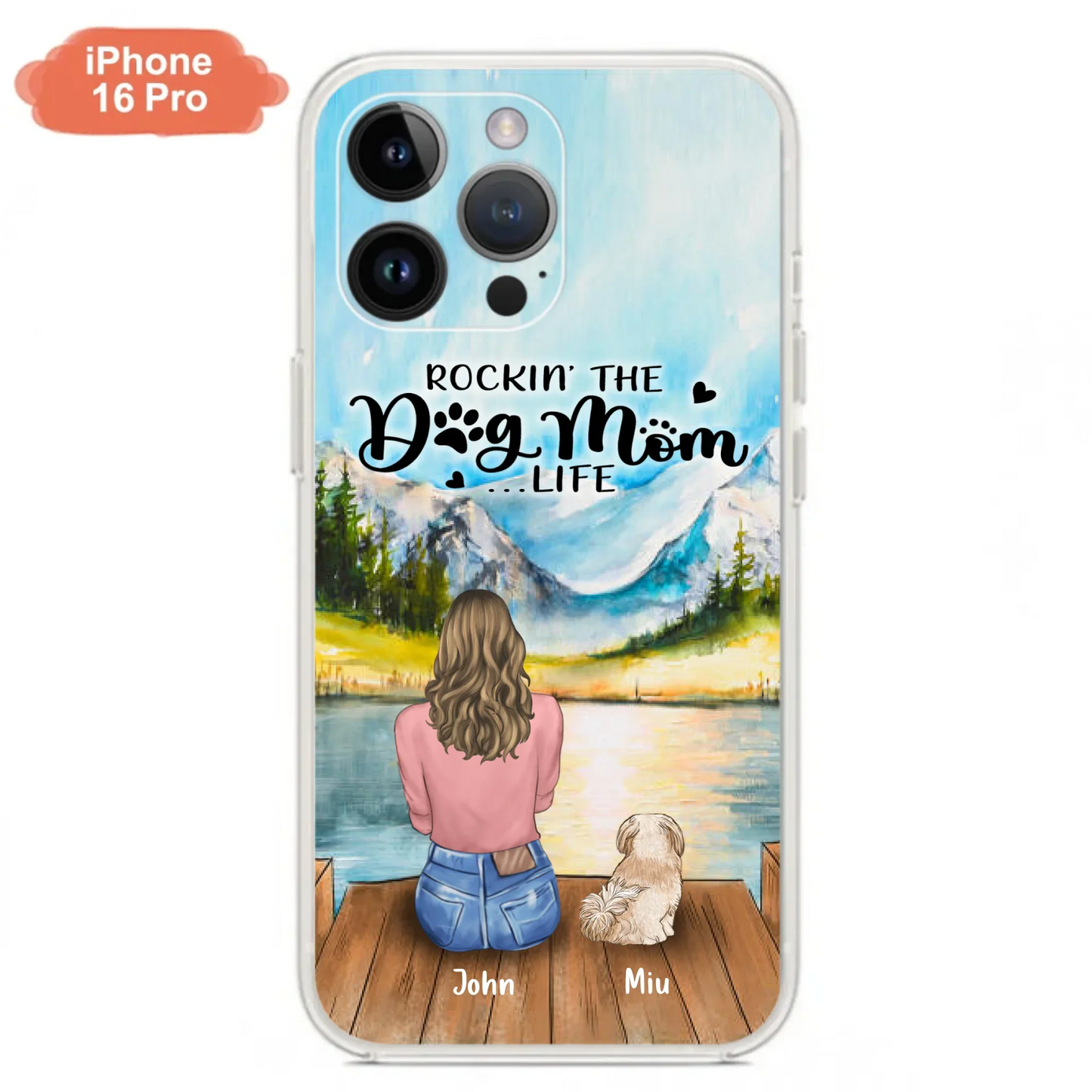 Custom Personalized Dog Mom Phone Case - Gifts For Dog Lover With Upto 7 Dogs - Rockin' The Dog Mom Life