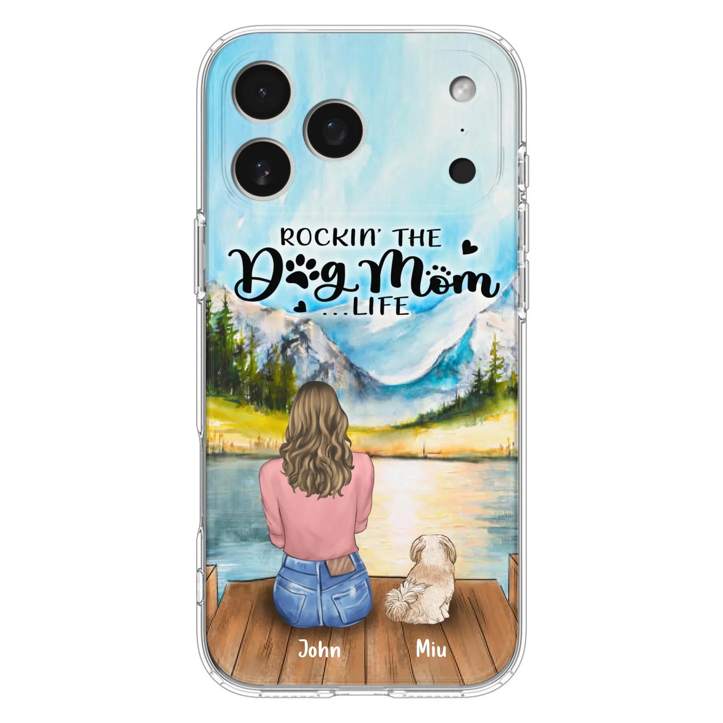 Custom Personalized Dog Mom Phone Case - Gifts For Dog Lover With Upto 7 Dogs - Rockin' The Dog Mom Life