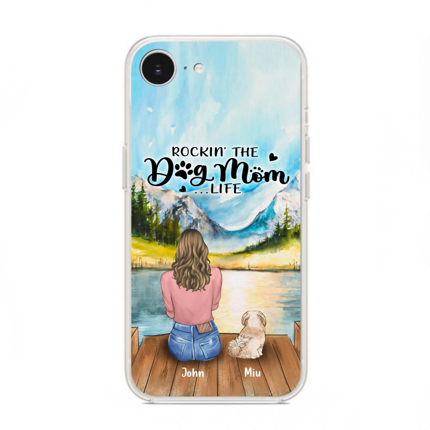 Custom Personalized Dog Mom Phone Case - Gifts For Dog Lover With Upto 7 Dogs - Rockin' The Dog Mom Life