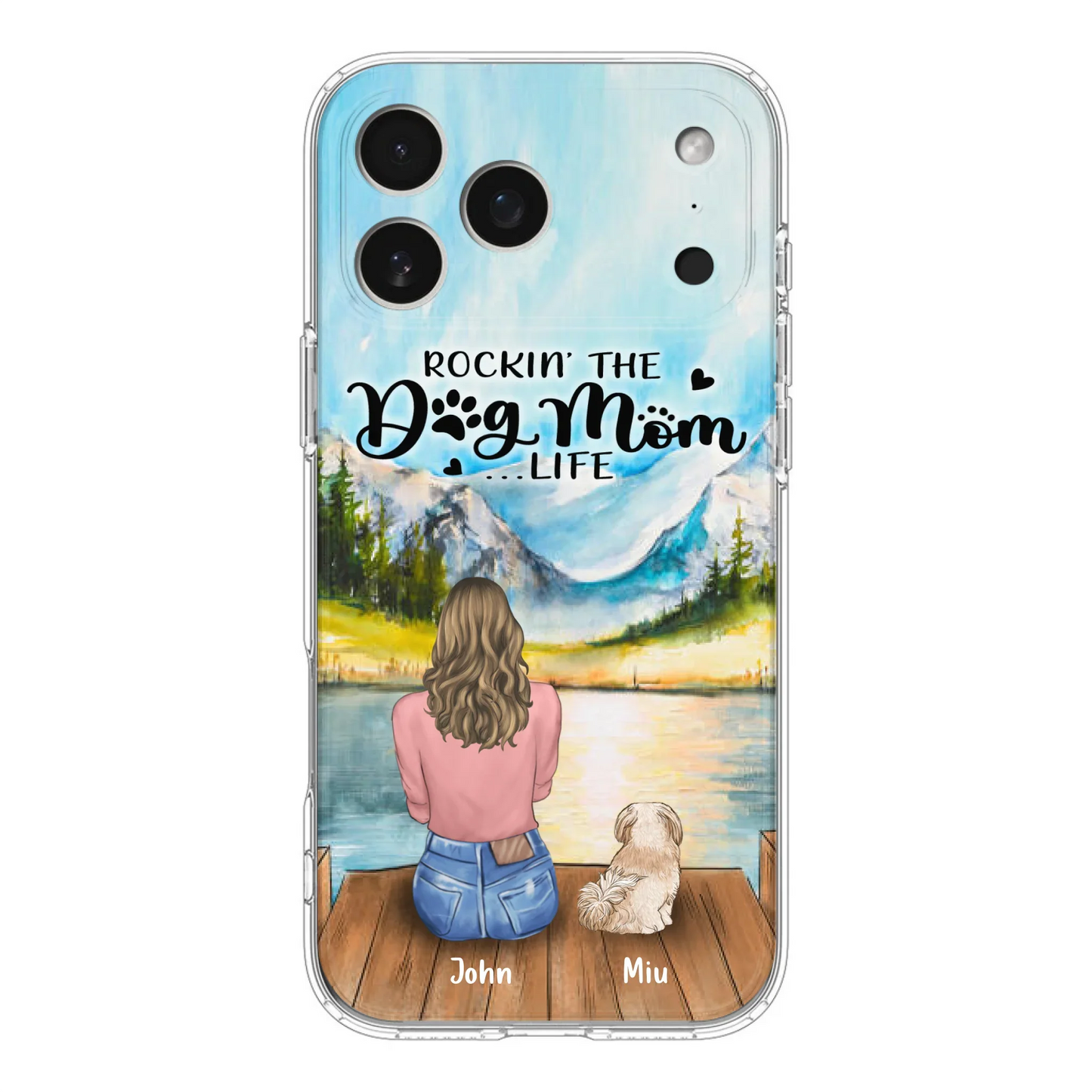 Custom Personalized Dog Mom Phone Case - Gifts For Dog Lover With Upto 7 Dogs - Rockin' The Dog Mom Life