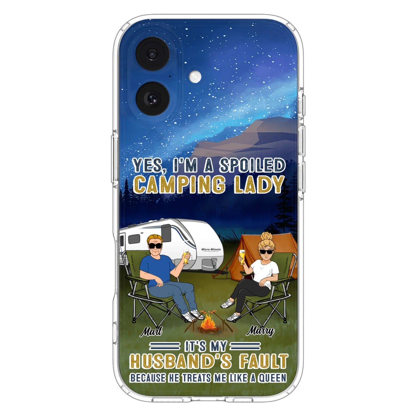 Custom Personalized Husband And Wife Camping Phone Case - Gift Idea For Camping Couple - Yes, I'm A Spoiled Camping Lady - Case For iPhone And Samsung