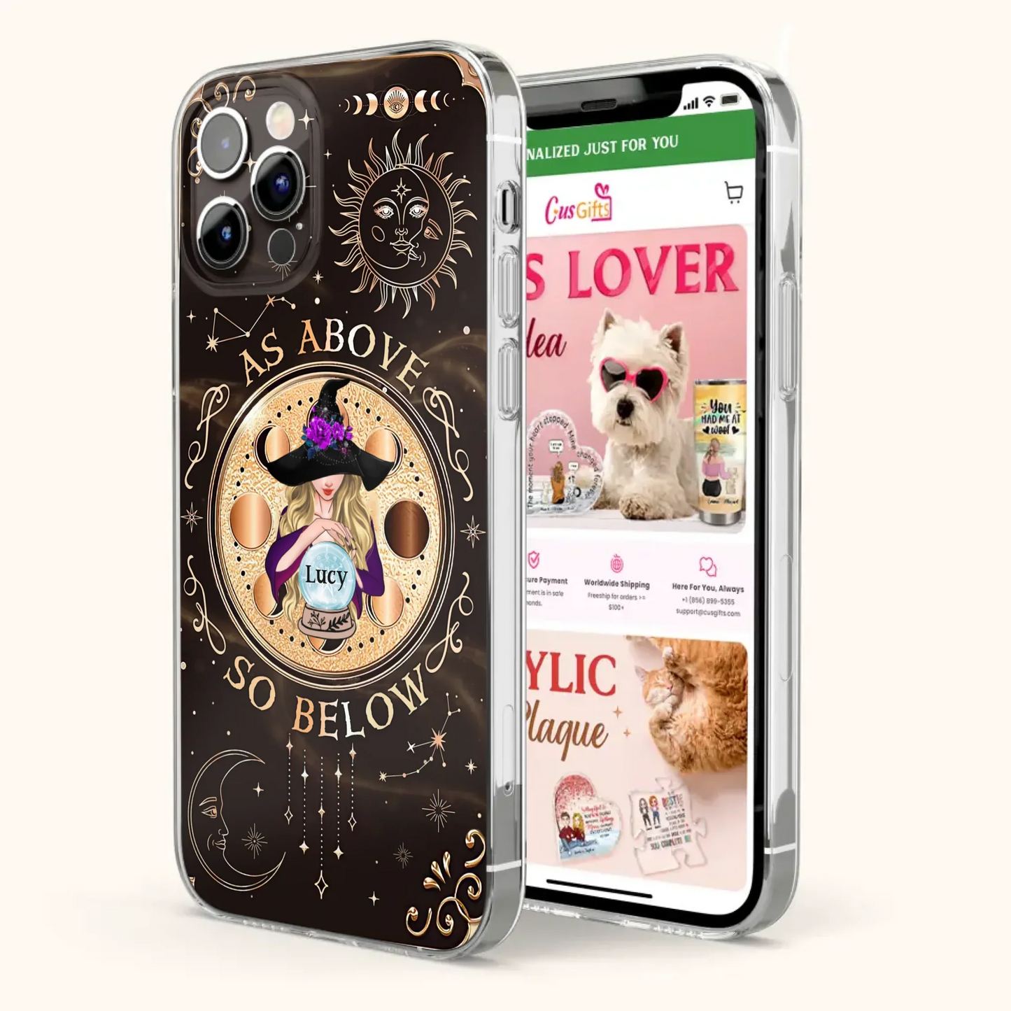 Custom Personalized Witch Phone Case - Gift Idea For Halloween Day - As Above So Below - Case For iPhone/Samsung