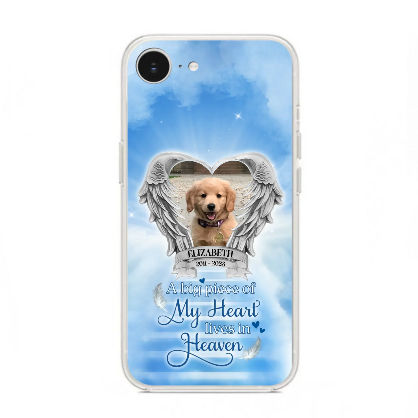 Custom Personalized Memorial Phone Case - Upload Photo - Memorial Gift Idea For Family Member/ Pet Owner - A Big Piece Of My Heart Lives In Heaven - Case For iPhone And Samsung