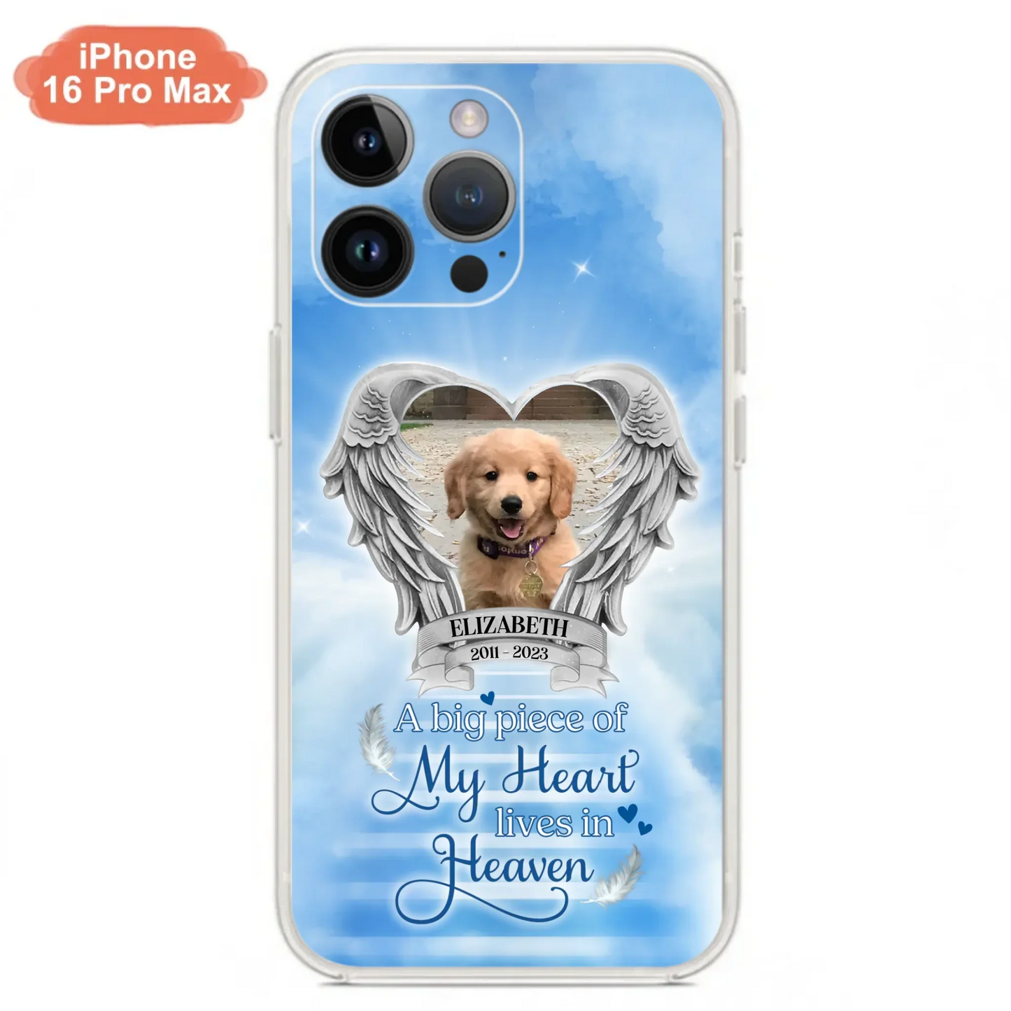 Custom Personalized Memorial Phone Case - Upload Photo - Memorial Gift Idea For Family Member/ Pet Owner - A Big Piece Of My Heart Lives In Heaven - Case For iPhone And Samsung