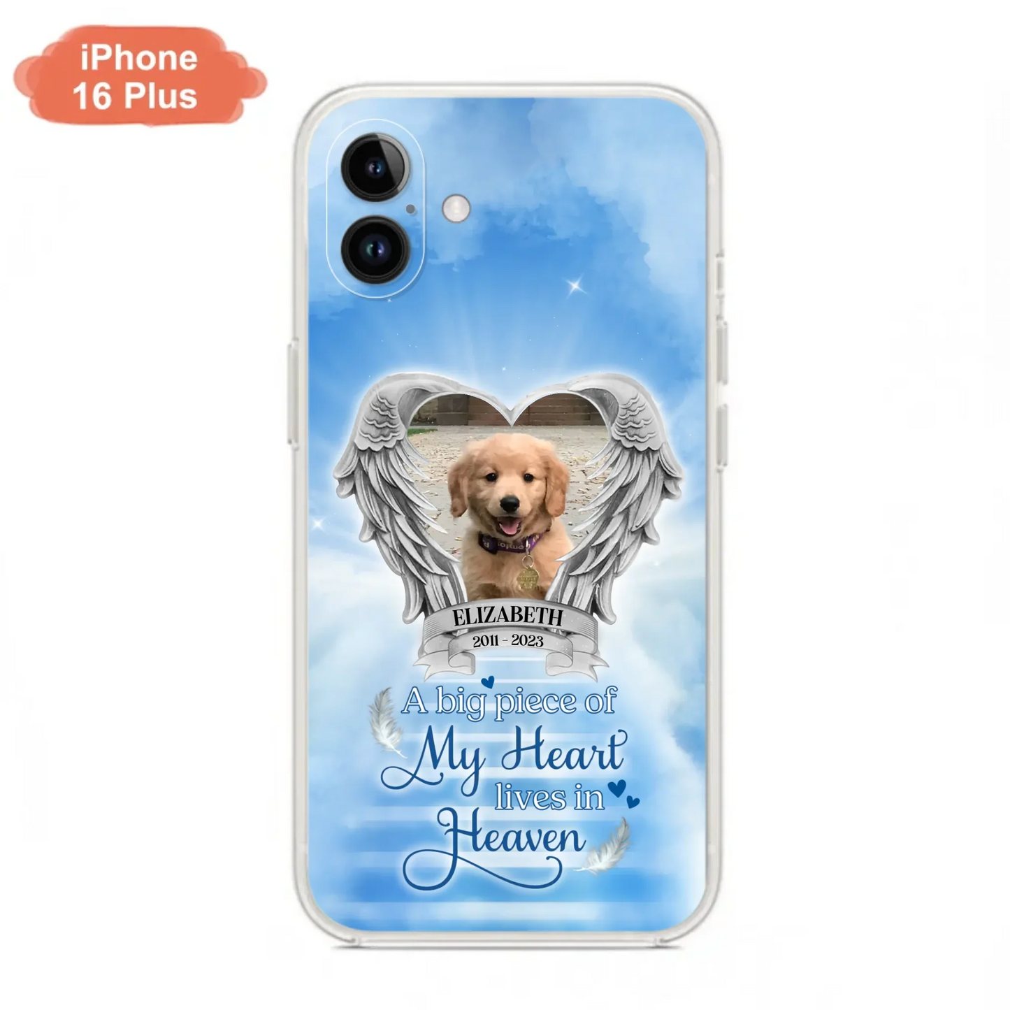 Custom Personalized Memorial Phone Case - Upload Photo - Memorial Gift Idea For Family Member/ Pet Owner - A Big Piece Of My Heart Lives In Heaven - Case For iPhone And Samsung