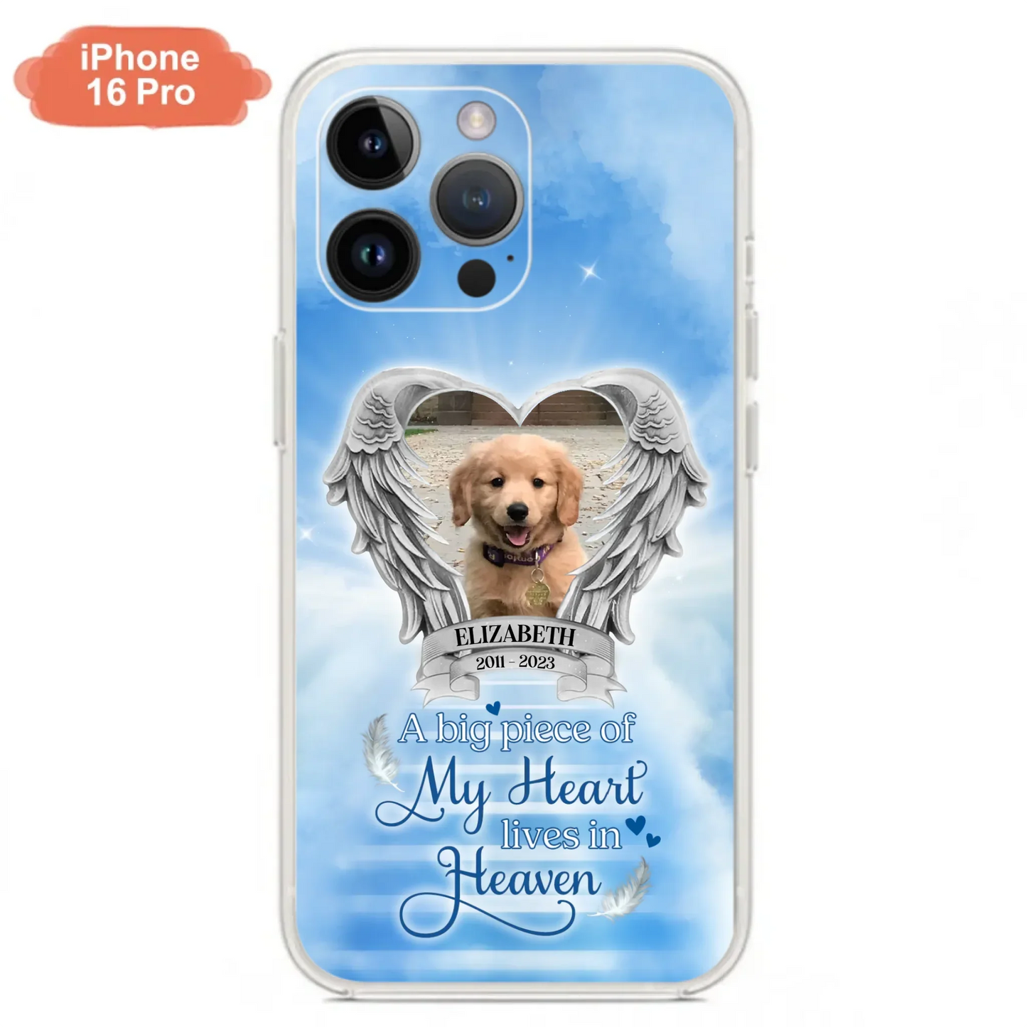 Custom Personalized Memorial Phone Case - Upload Photo - Memorial Gift Idea For Family Member/ Pet Owner - A Big Piece Of My Heart Lives In Heaven - Case For iPhone And Samsung