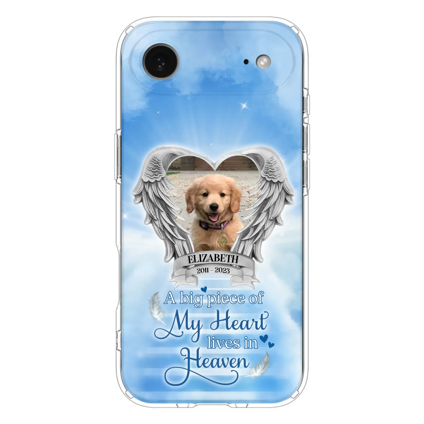 Custom Personalized Memorial Phone Case - Upload Photo - Memorial Gift Idea For Family Member/ Pet Owner - A Big Piece Of My Heart Lives In Heaven - Case For iPhone And Samsung