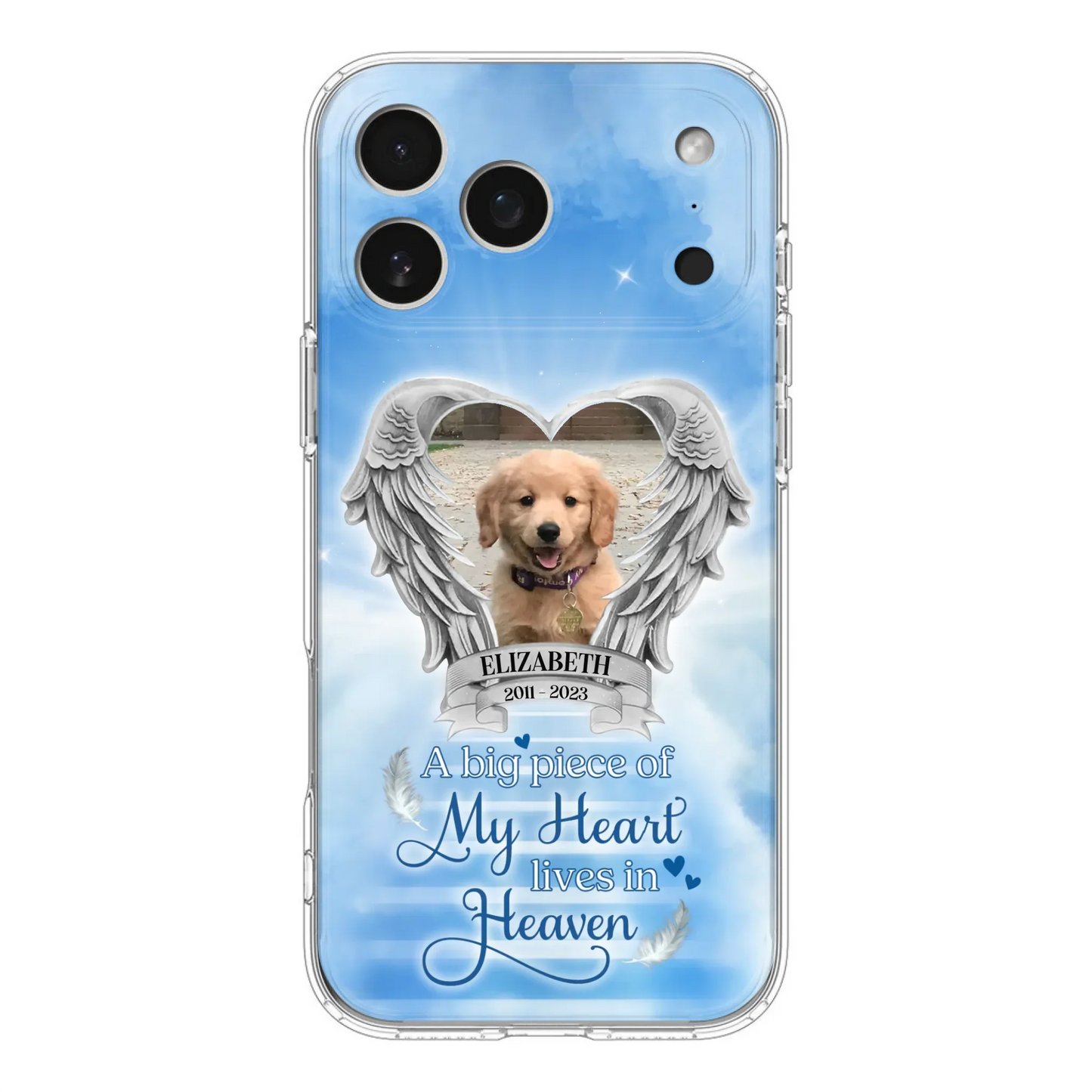 Custom Personalized Memorial Phone Case - Upload Photo - Memorial Gift Idea For Family Member/ Pet Owner - A Big Piece Of My Heart Lives In Heaven - Case For iPhone And Samsung