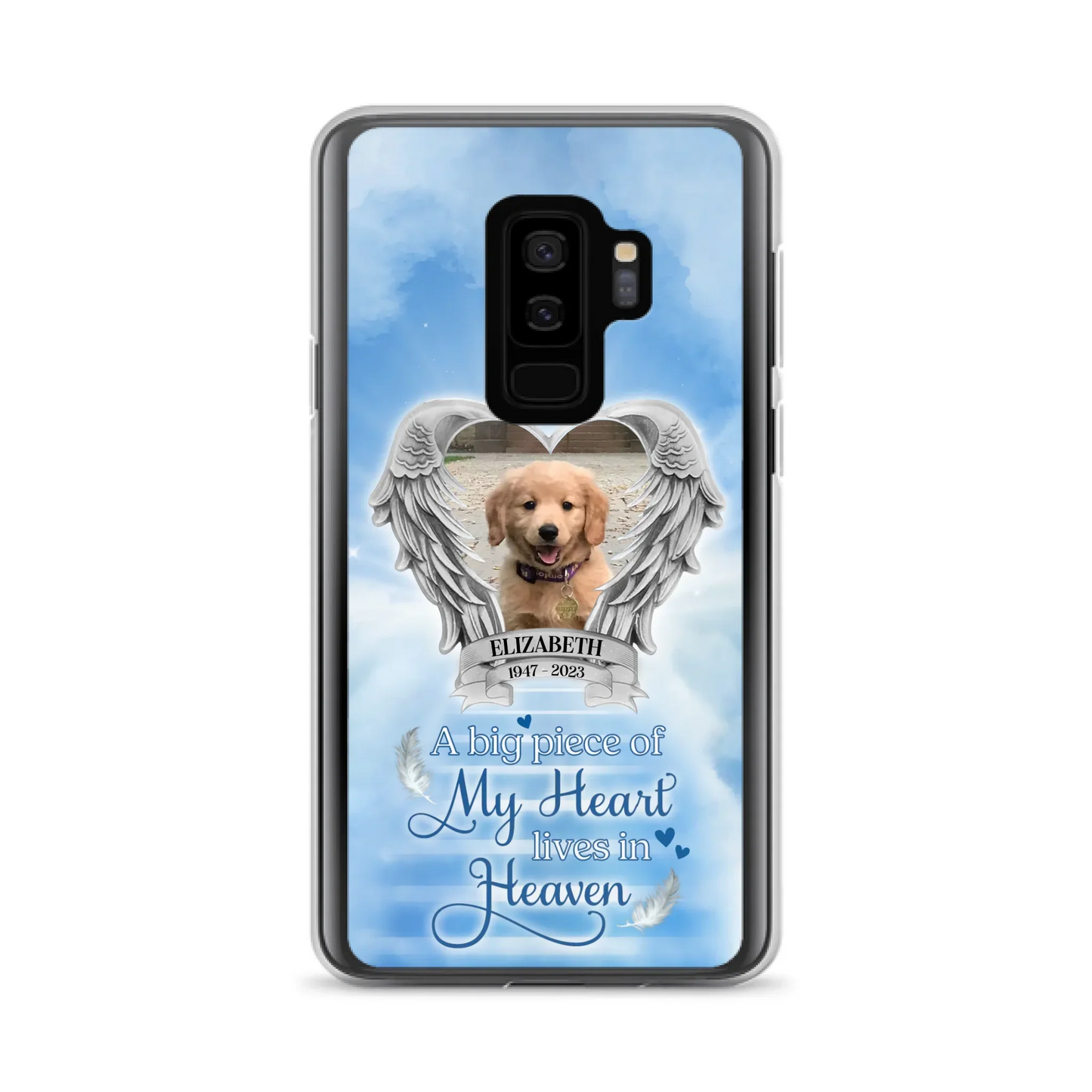 Custom Personalized Memorial Phone Case - Upload Photo - Memorial Gift Idea For Family Member/ Pet Owner - A Big Piece Of My Heart Lives In Heaven - Case For iPhone And Samsung