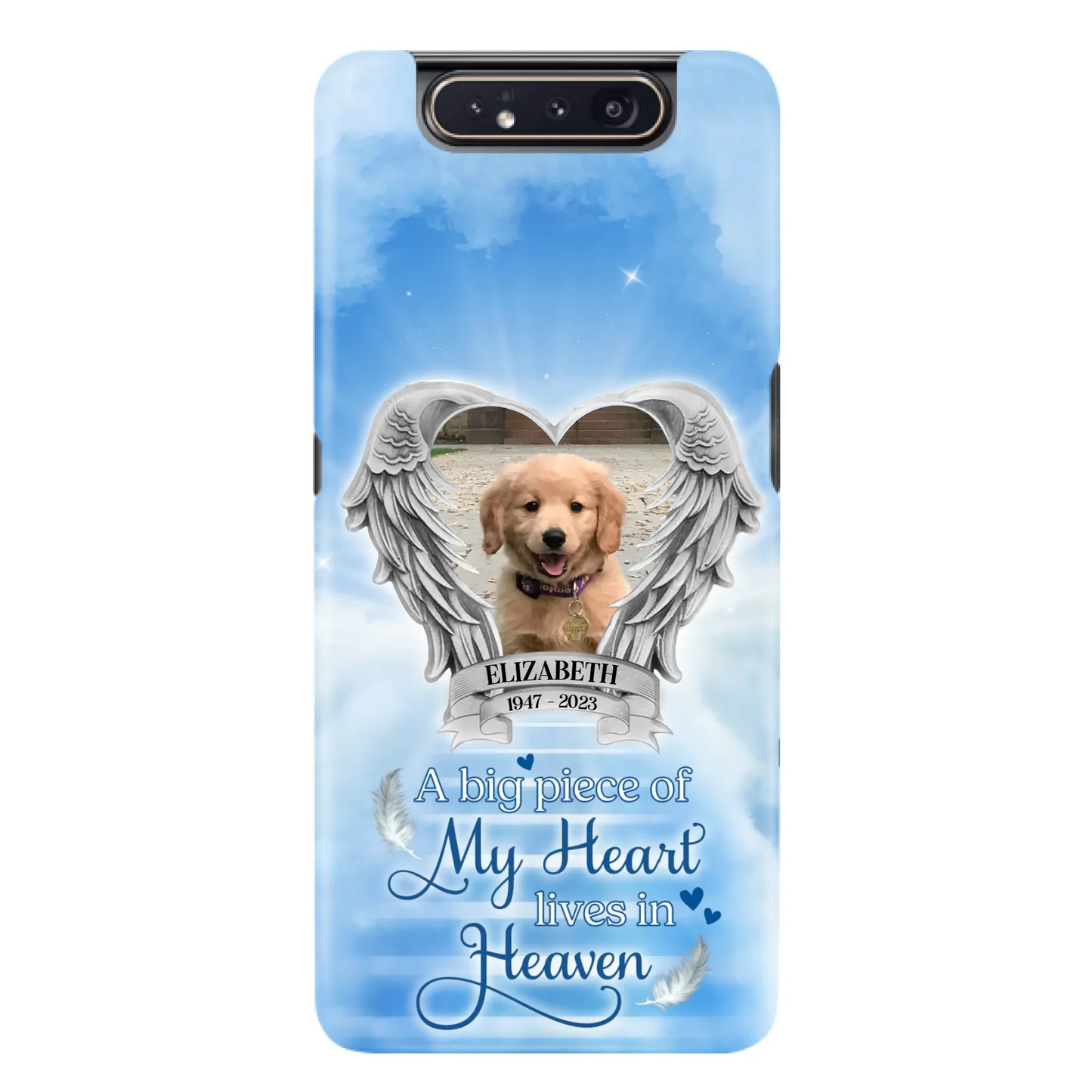 Custom Personalized Memorial Phone Case - Upload Photo - Memorial Gift Idea For Family Member/ Pet Owner - A Big Piece Of My Heart Lives In Heaven - Case For iPhone And Samsung