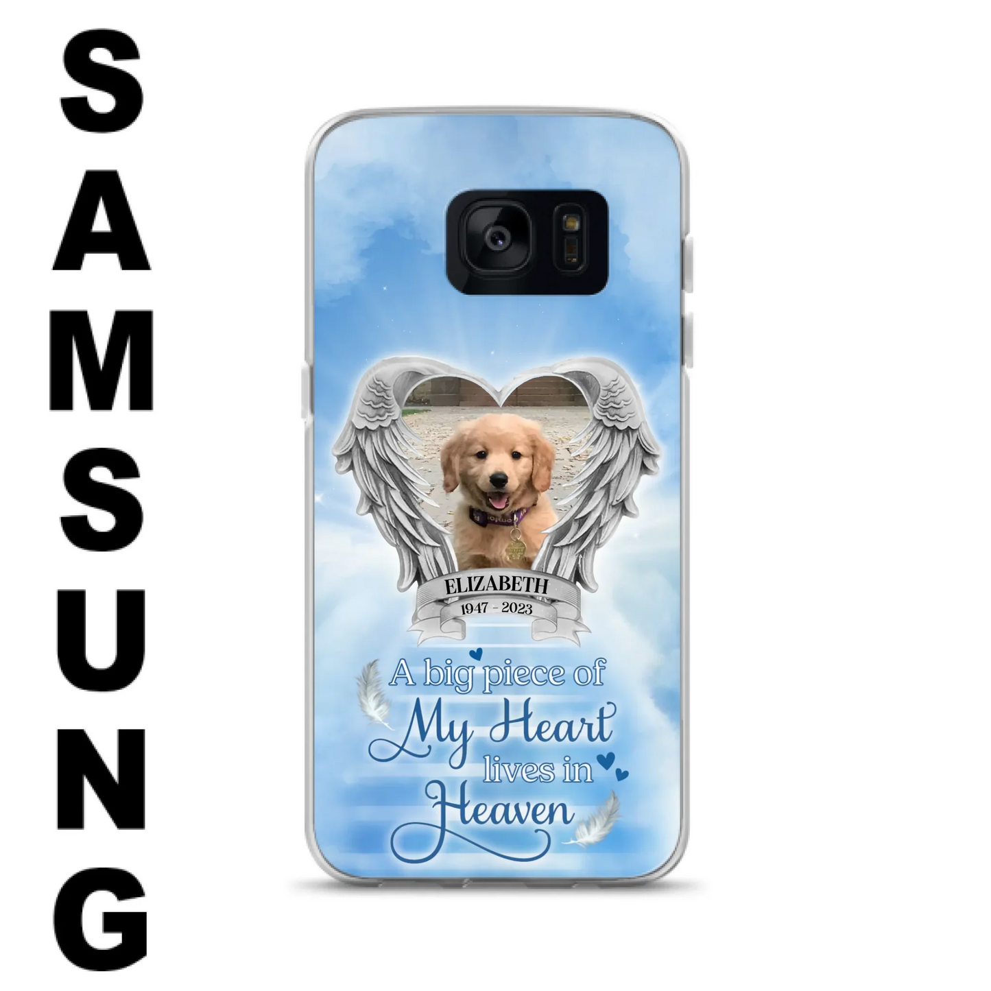 Custom Personalized Memorial Phone Case - Upload Photo - Memorial Gift Idea For Family Member/ Pet Owner - A Big Piece Of My Heart Lives In Heaven - Case For iPhone And Samsung