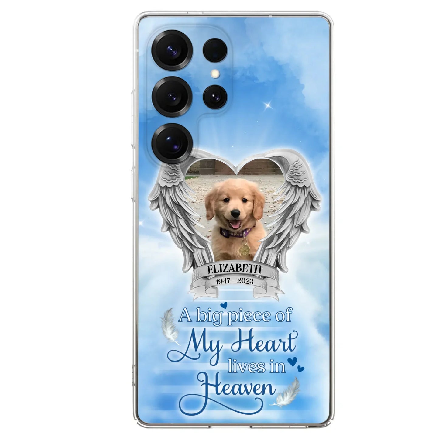 Custom Personalized Memorial Phone Case - Upload Photo - Memorial Gift Idea For Family Member/ Pet Owner - A Big Piece Of My Heart Lives In Heaven - Case For iPhone And Samsung