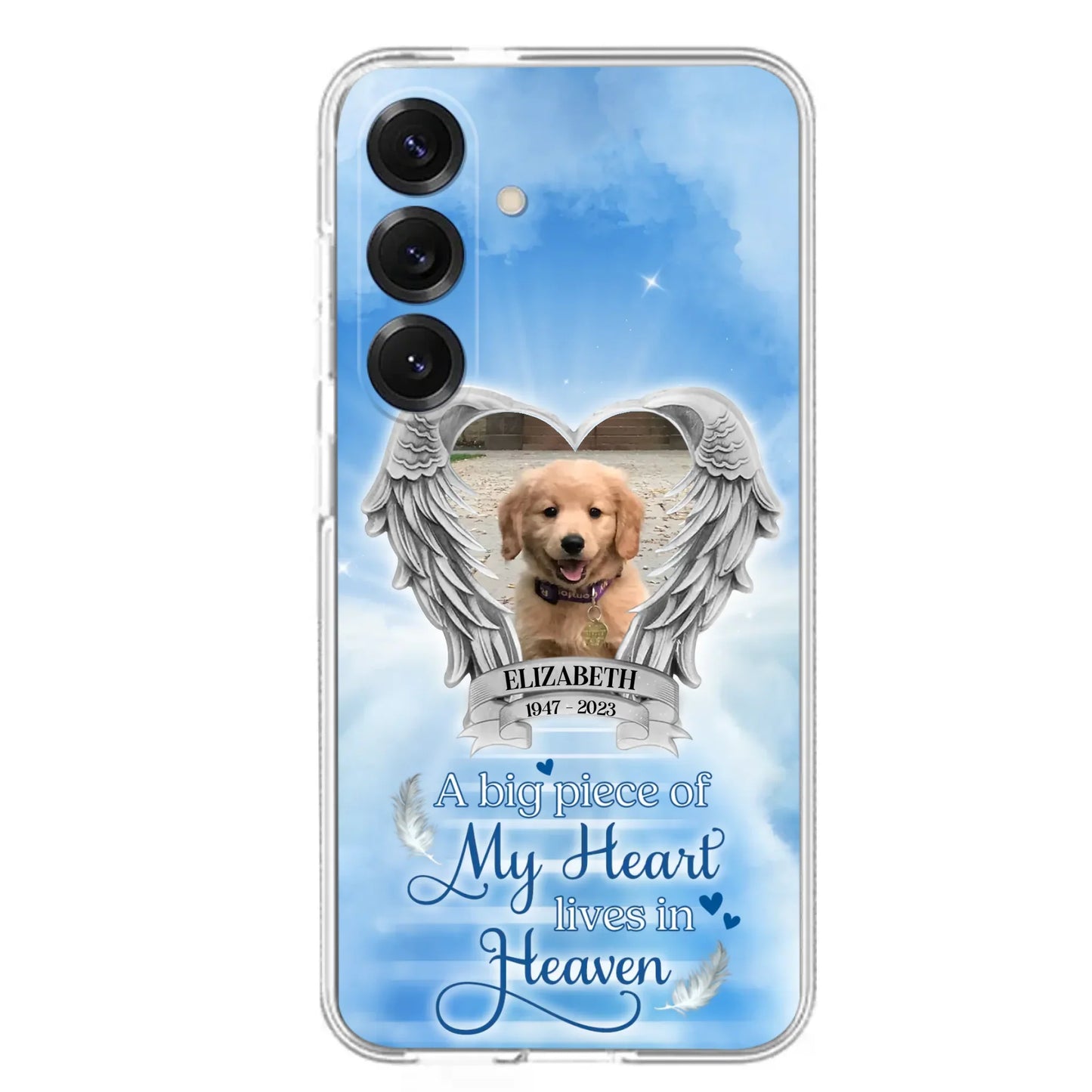 Custom Personalized Memorial Phone Case - Upload Photo - Memorial Gift Idea For Family Member/ Pet Owner - A Big Piece Of My Heart Lives In Heaven - Case For iPhone And Samsung