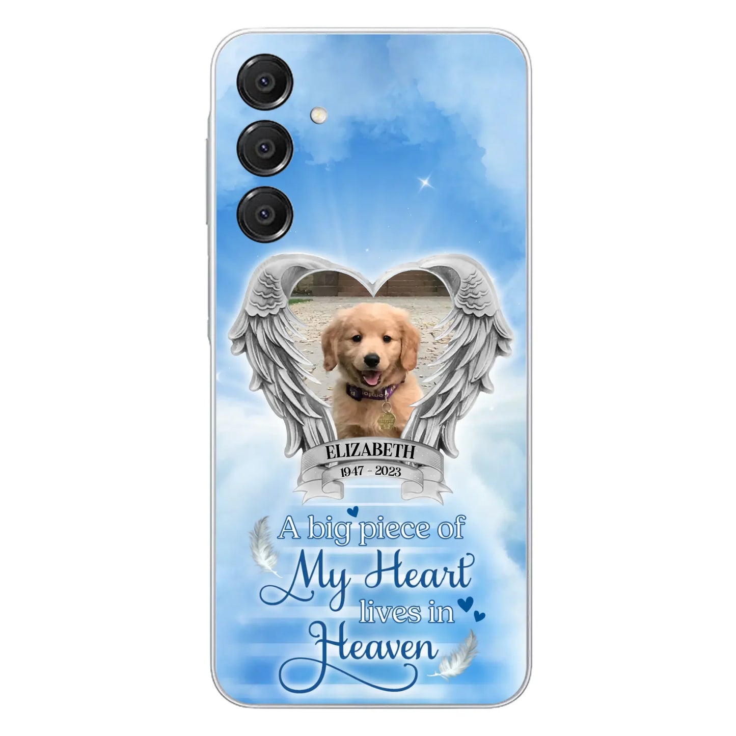 Custom Personalized Memorial Phone Case - Upload Photo - Memorial Gift Idea For Family Member/ Pet Owner - A Big Piece Of My Heart Lives In Heaven - Case For iPhone And Samsung