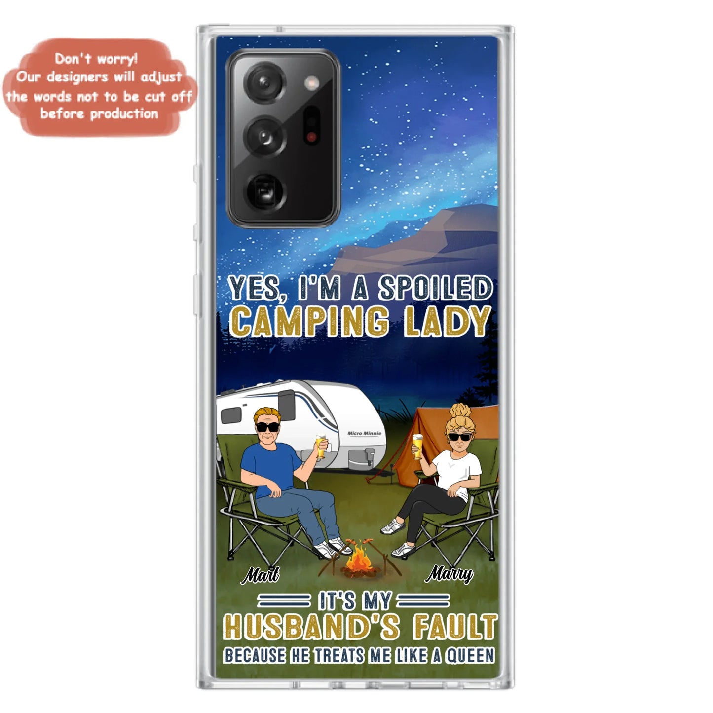 Custom Personalized Husband And Wife Camping Phone Case - Gift Idea For Camping Couple - Yes, I'm A Spoiled Camping Lady - Case For iPhone And Samsung